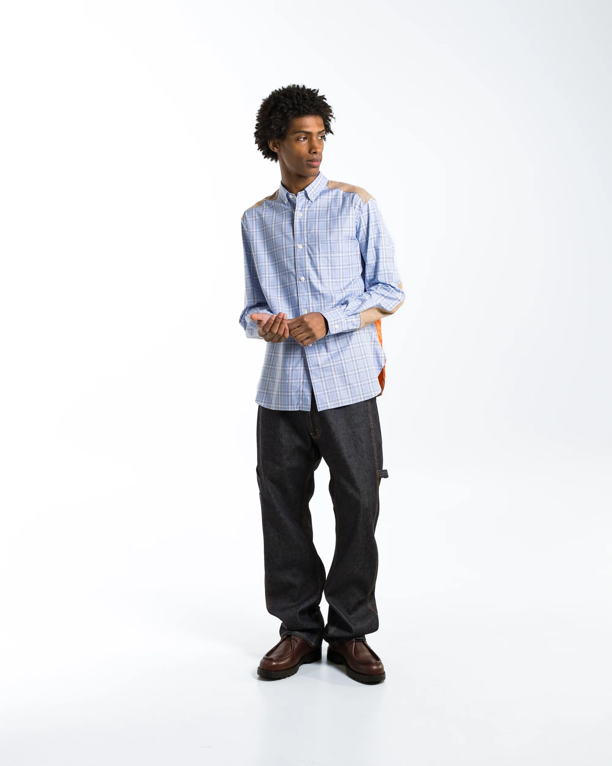 Cotton Denim Leather Pants x Levis - Indigo/Brown - Image 6
