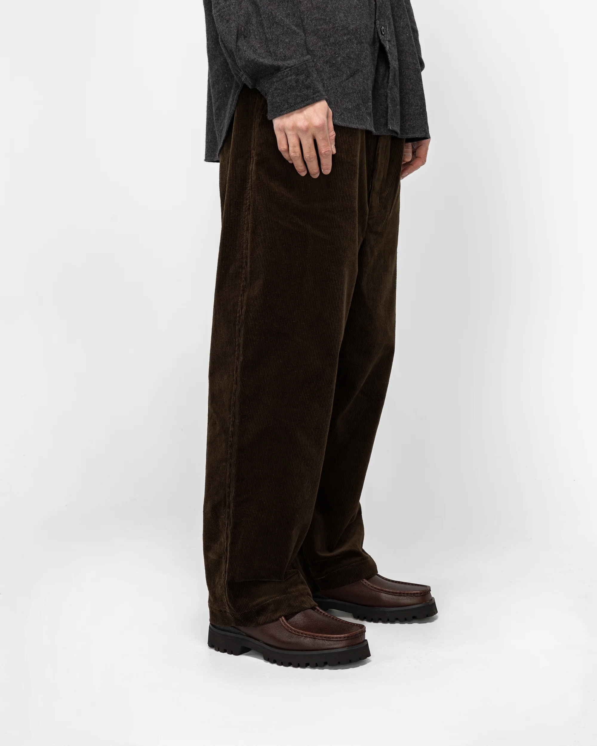 Cotton Corduroy Pants - Dark Brown - Image 3