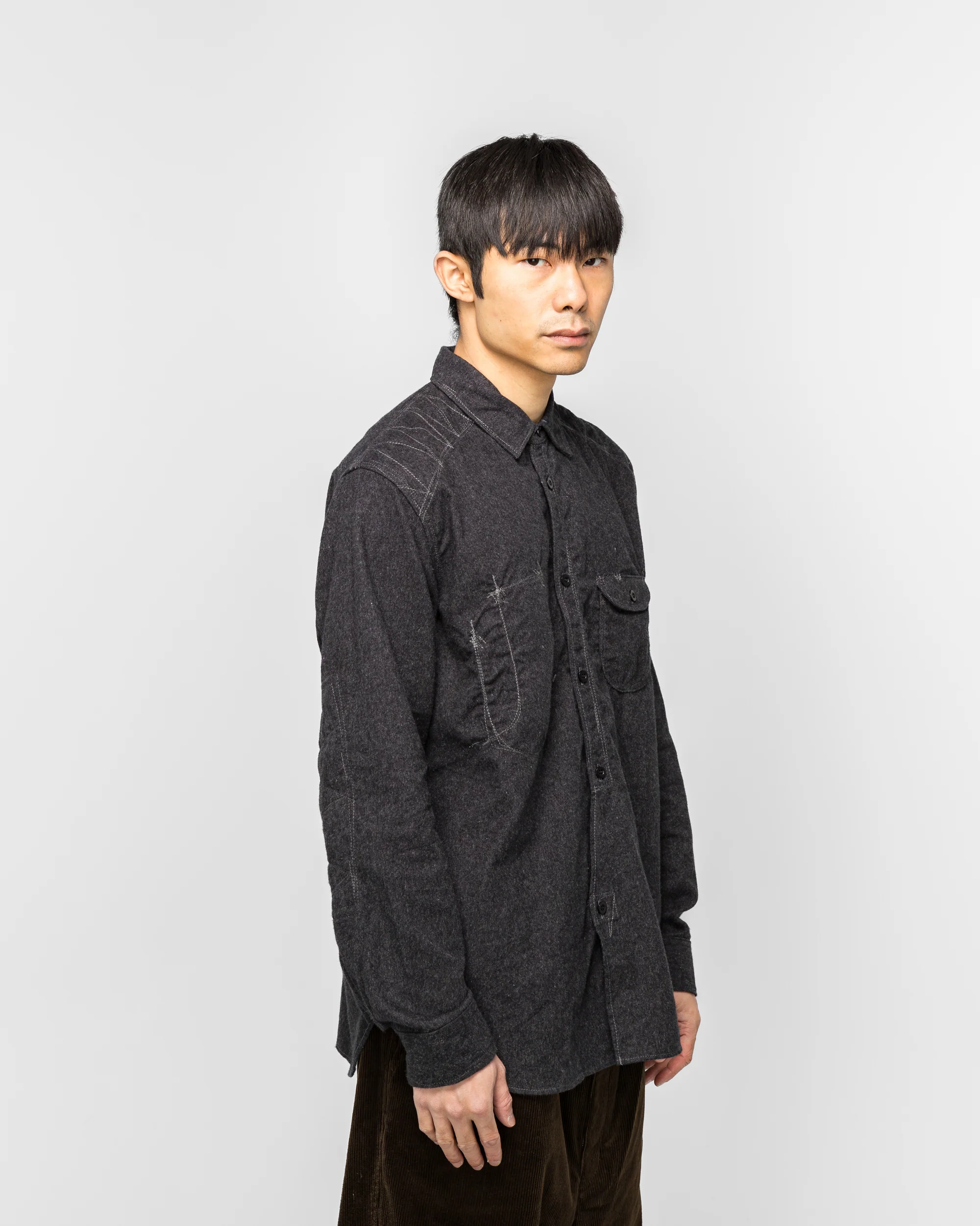Cotton Flannel Shirt - Charcoal - Image 3