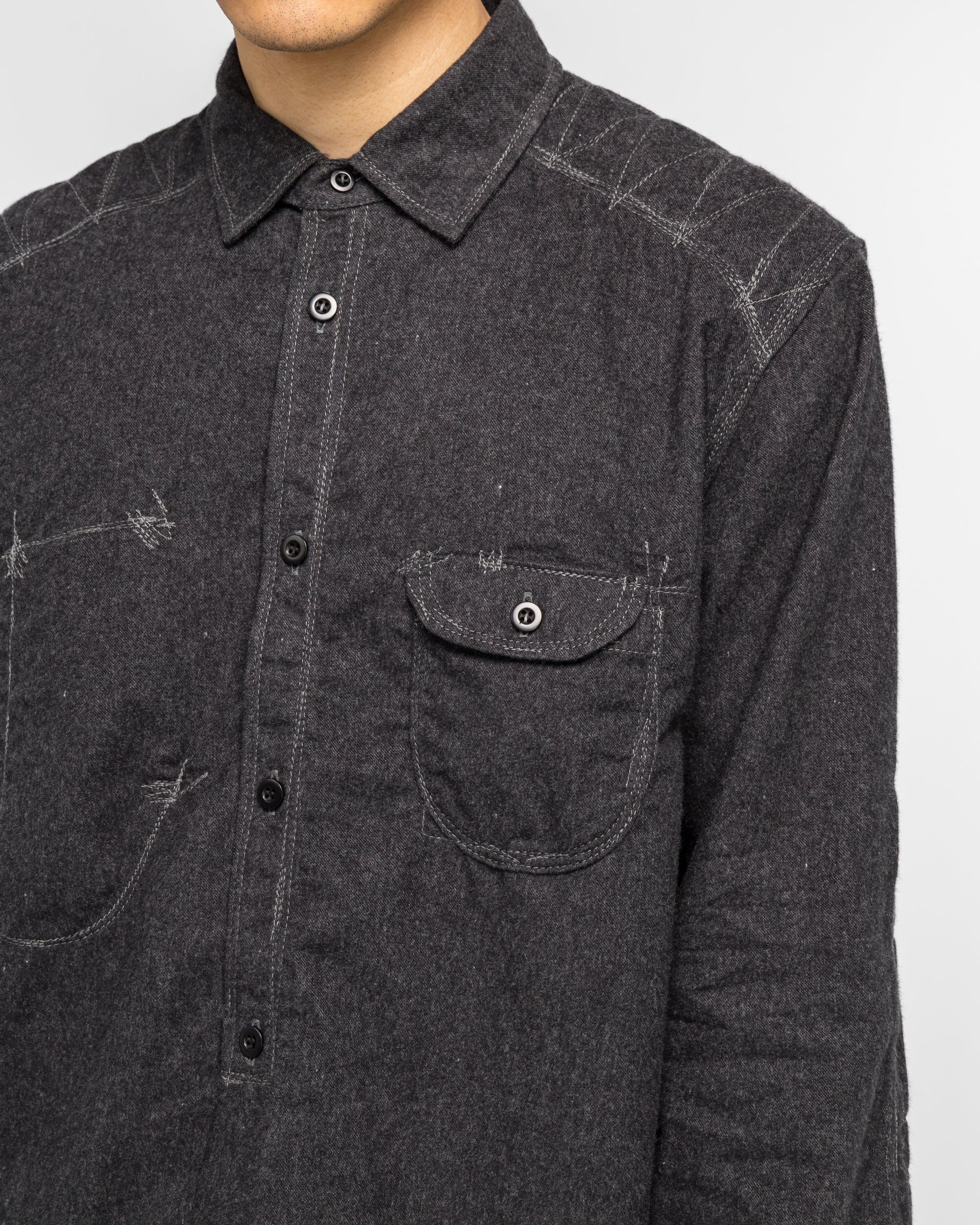 Cotton Flannel Shirt - Charcoal - Image 5