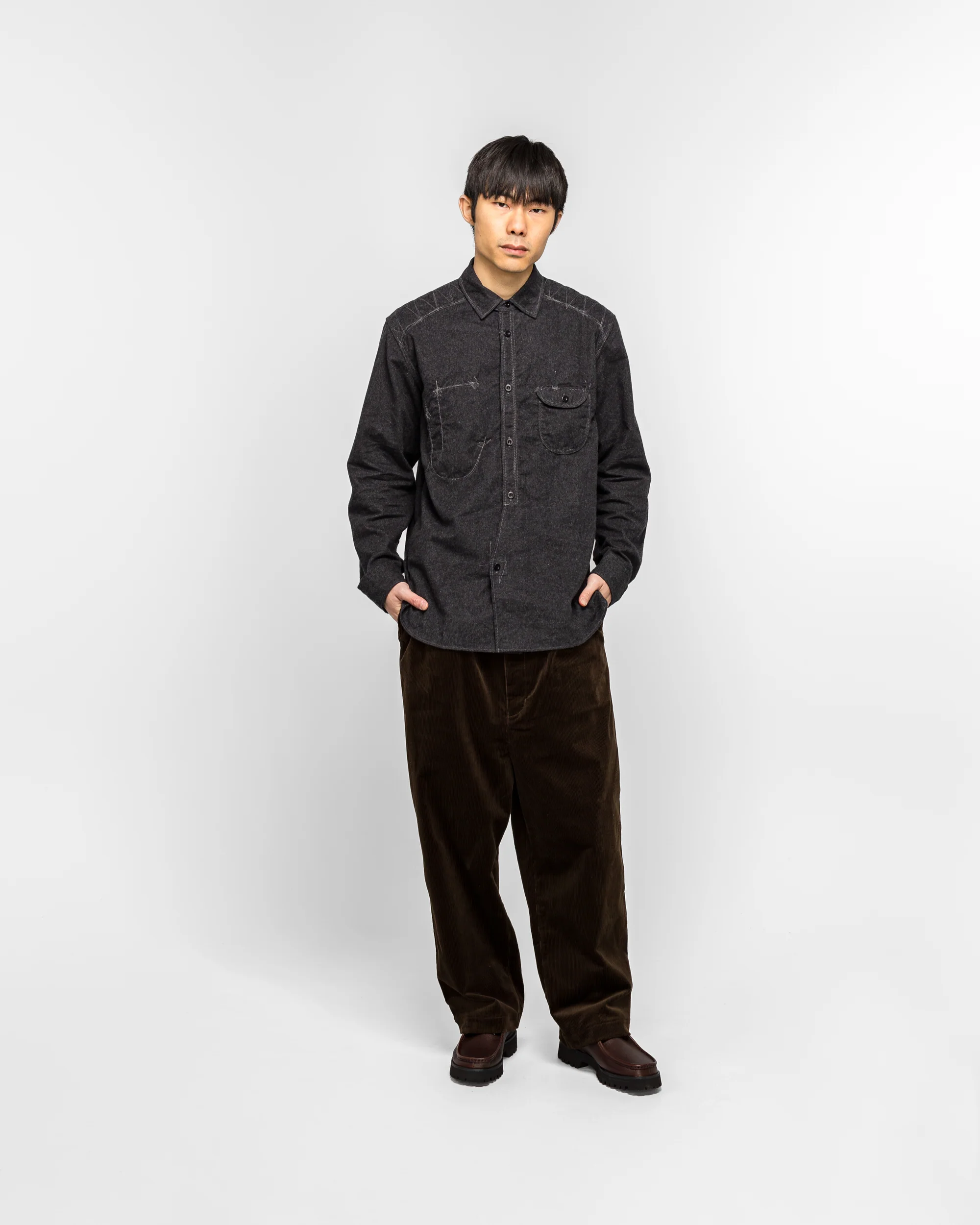 Cotton Flannel Shirt - Charcoal - Image 6