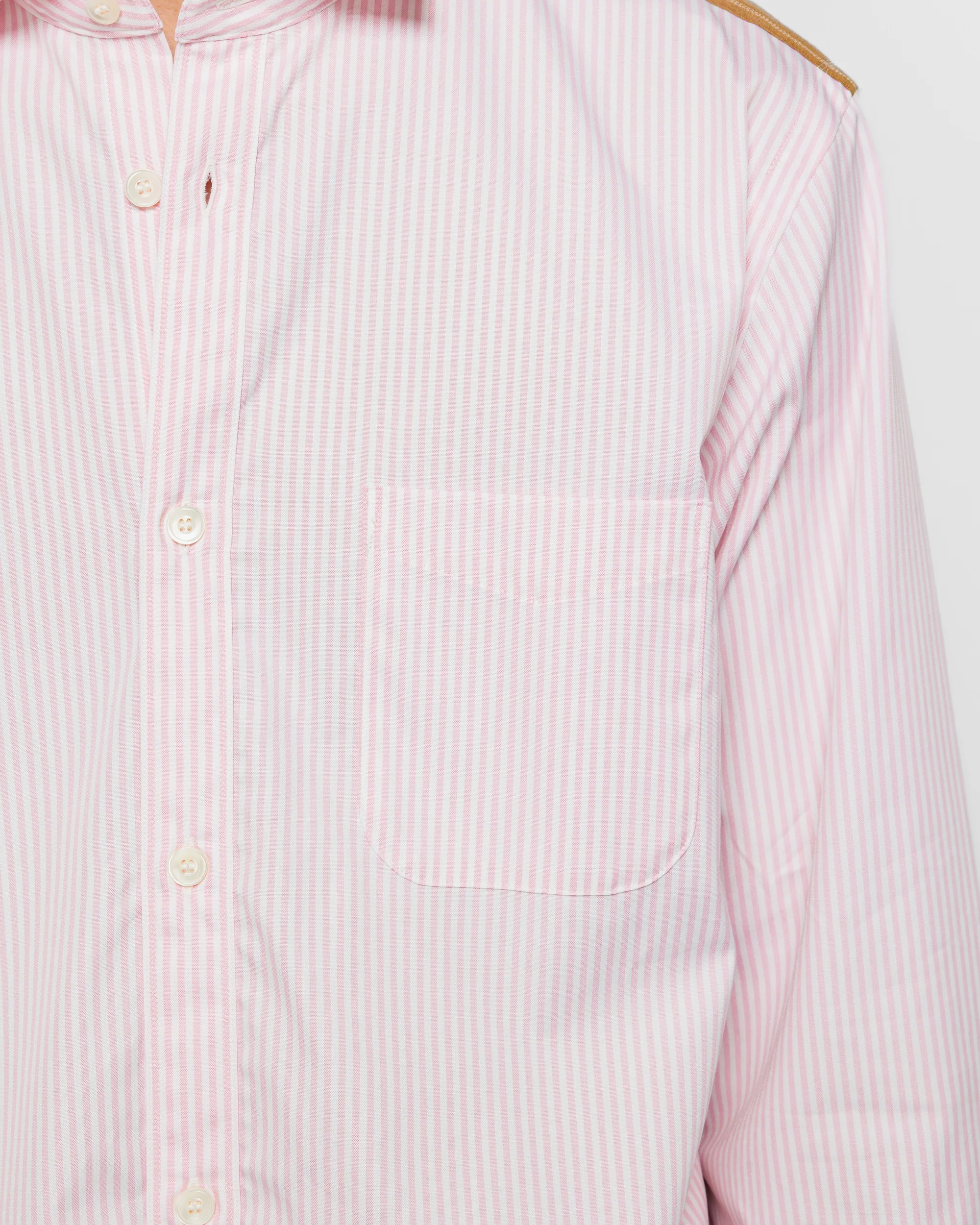 Cotton Stripe x Cotton Nylon Check Shirt - White/Pink - Image 5