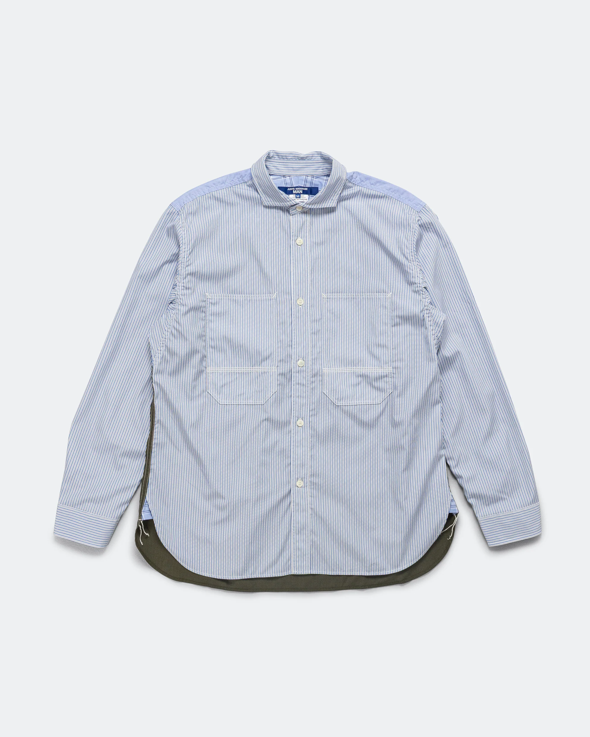 Cotton Stripe x Cotton Ripstop Shirt - White/Sax-Navy