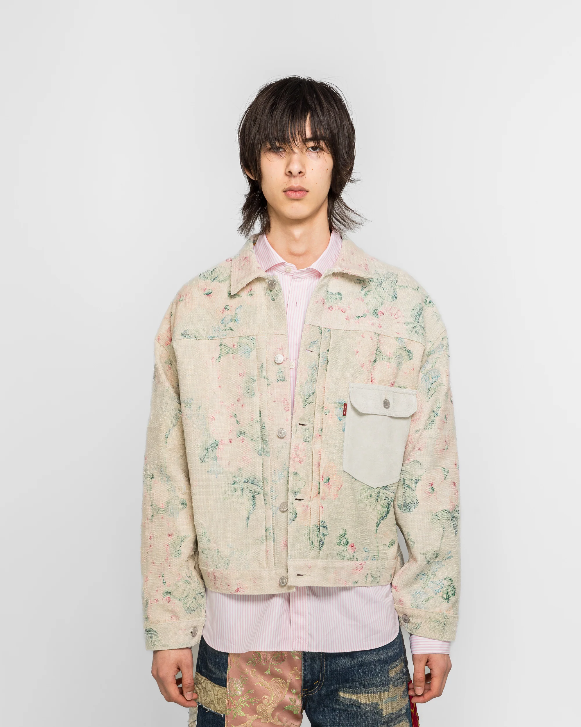 Rayon Linen Floral Pattern Cowhide x Levi's - Beige/Green - Image 2