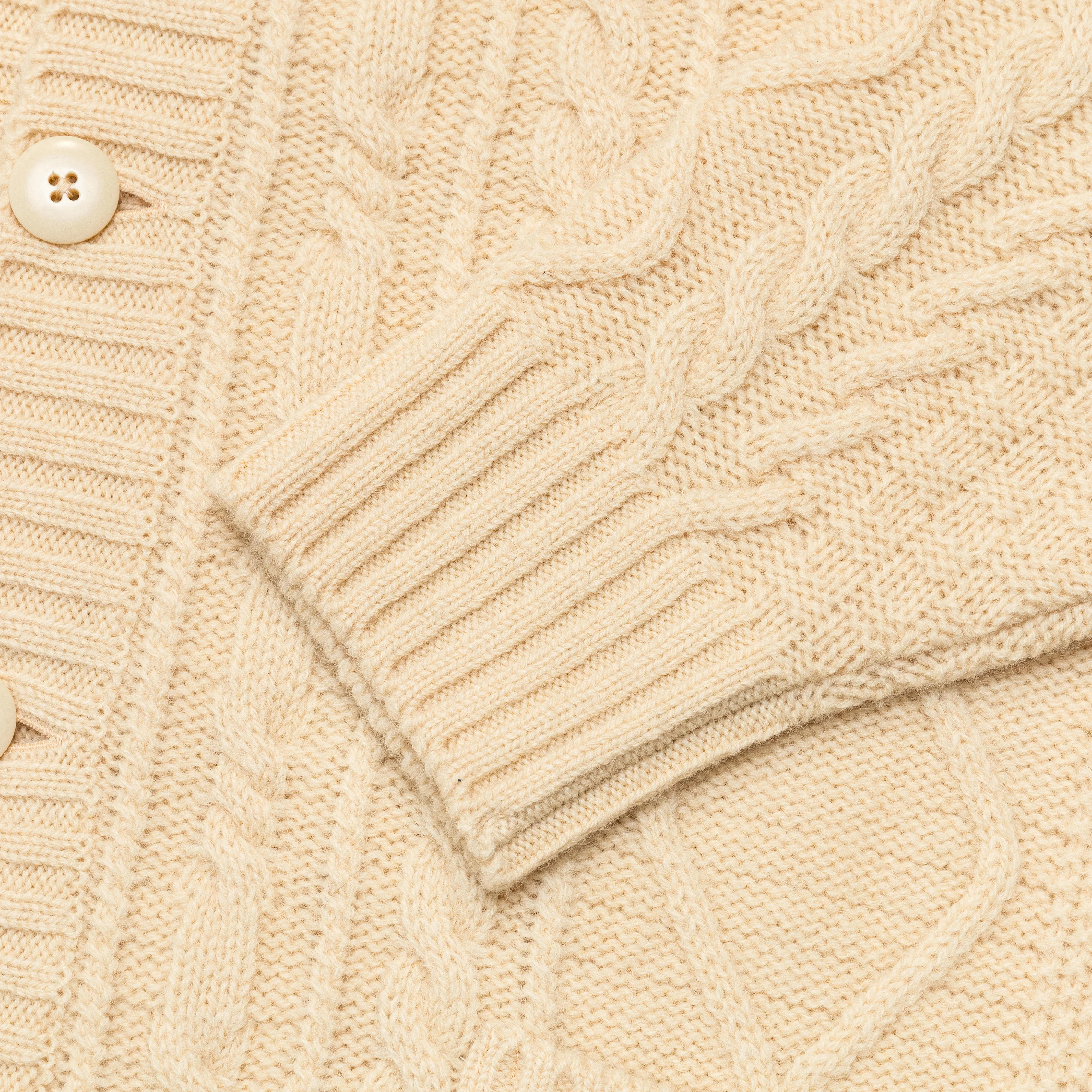 5G Wool Cable Knit PROFILE RAINBOWY Patch Cardigan - Nat - Image 4