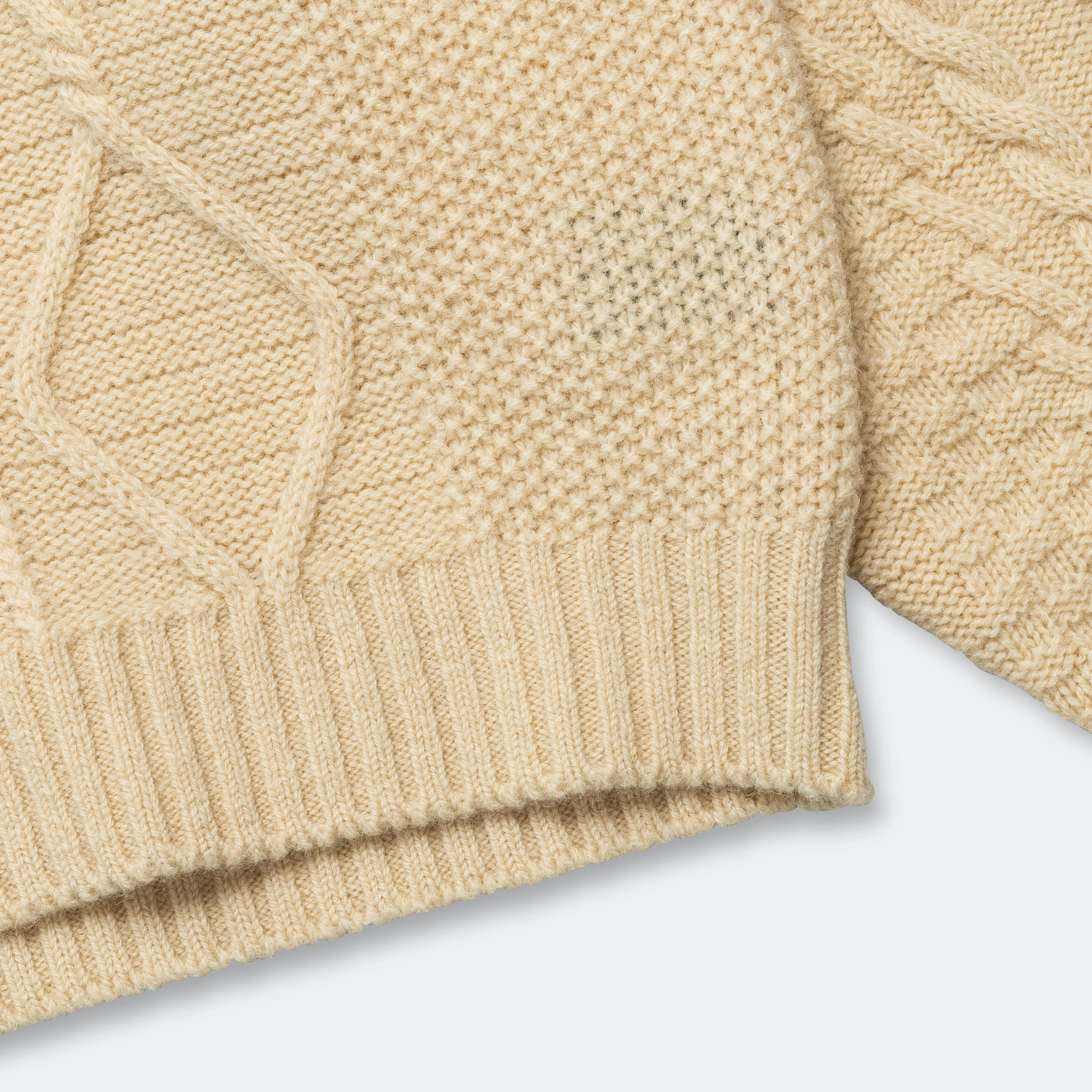 5G Wool Cable Knit PROFILE RAINBOWY Patch Sweater - Nat - Image 6