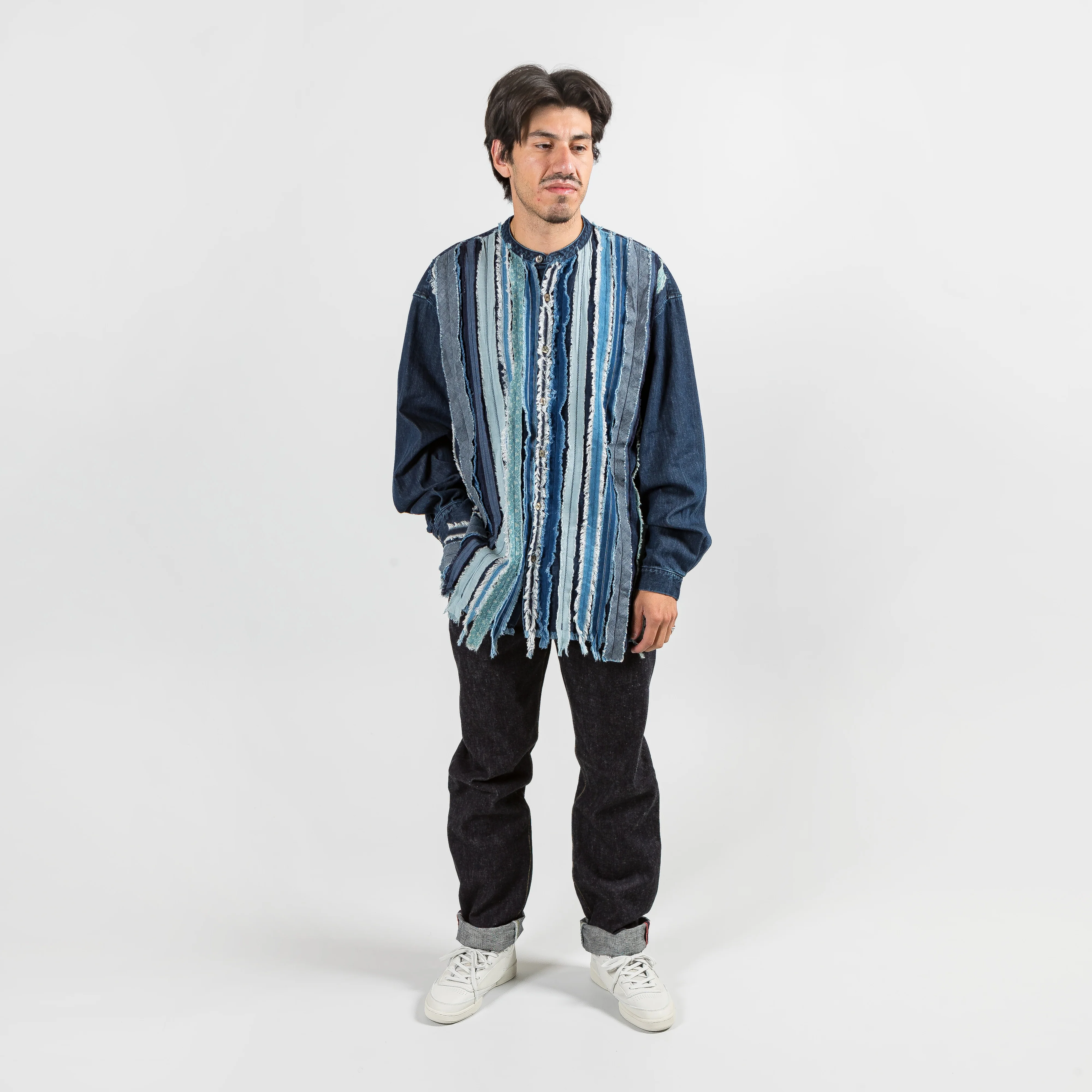 8oz Denim HOBO Dress Band Collar Shirt - IDG - Image 5
