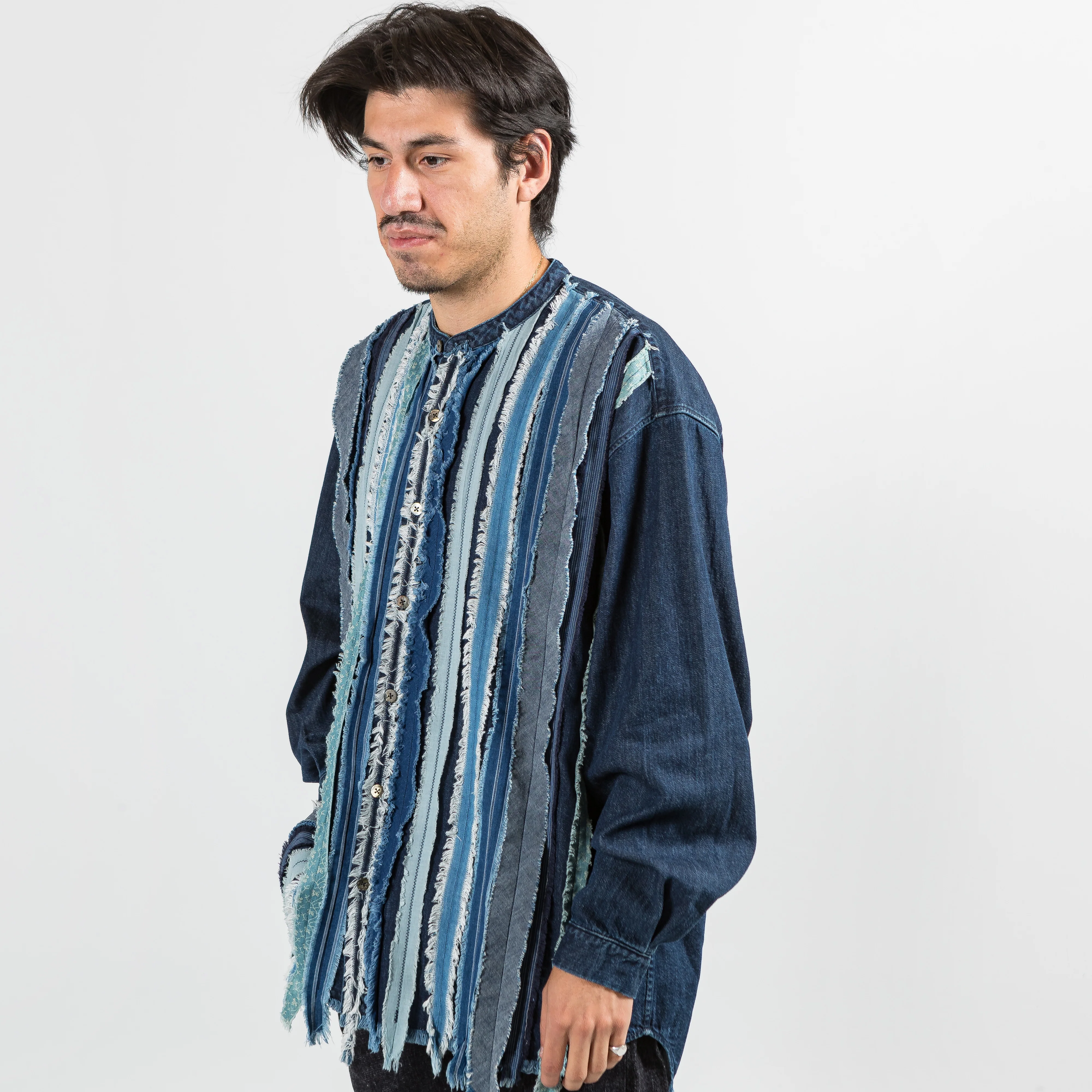 8oz Denim HOBO Dress Band Collar Shirt - IDG - Image 6