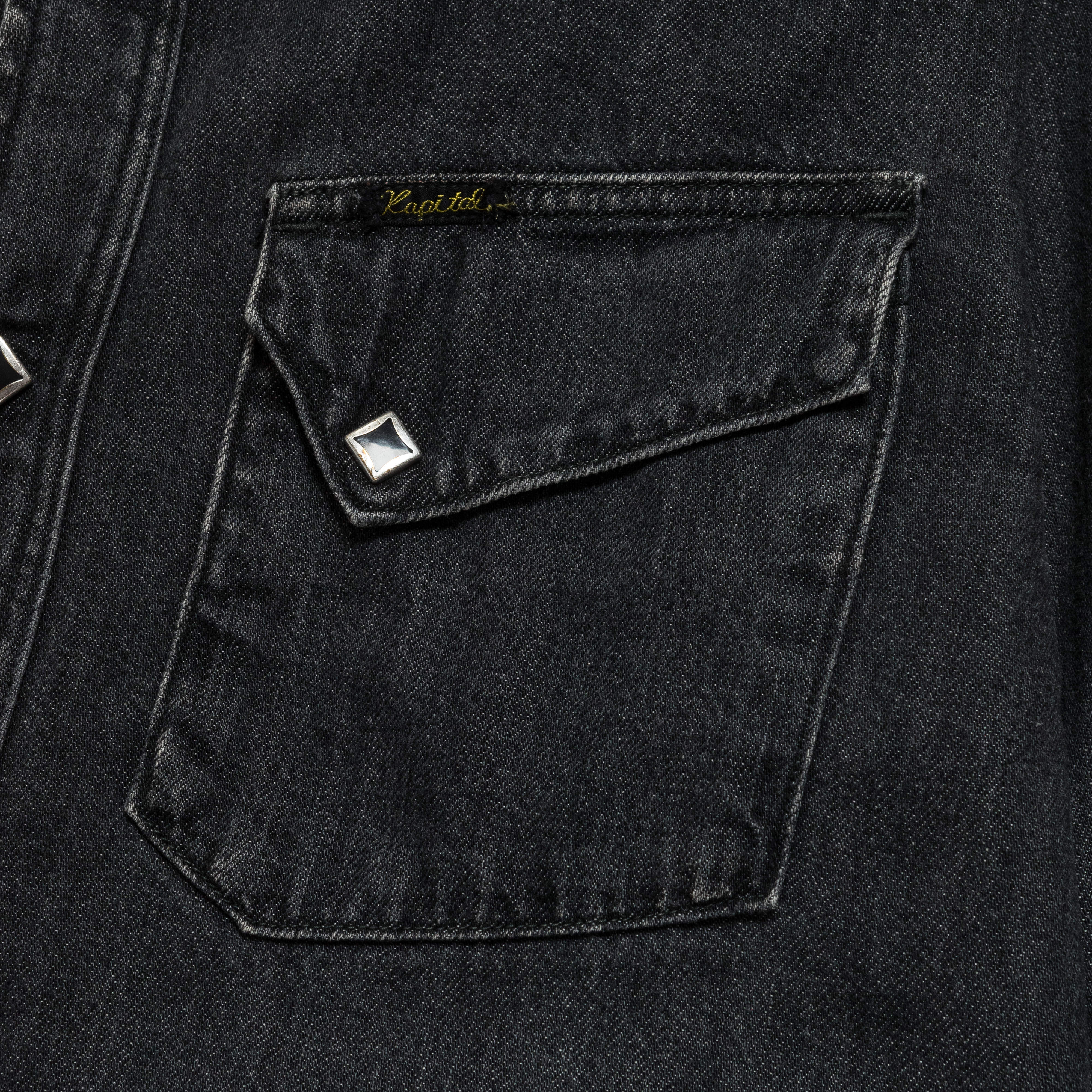 8ozBlack Denim Western Shirt (STUDS) - Black - Image 4