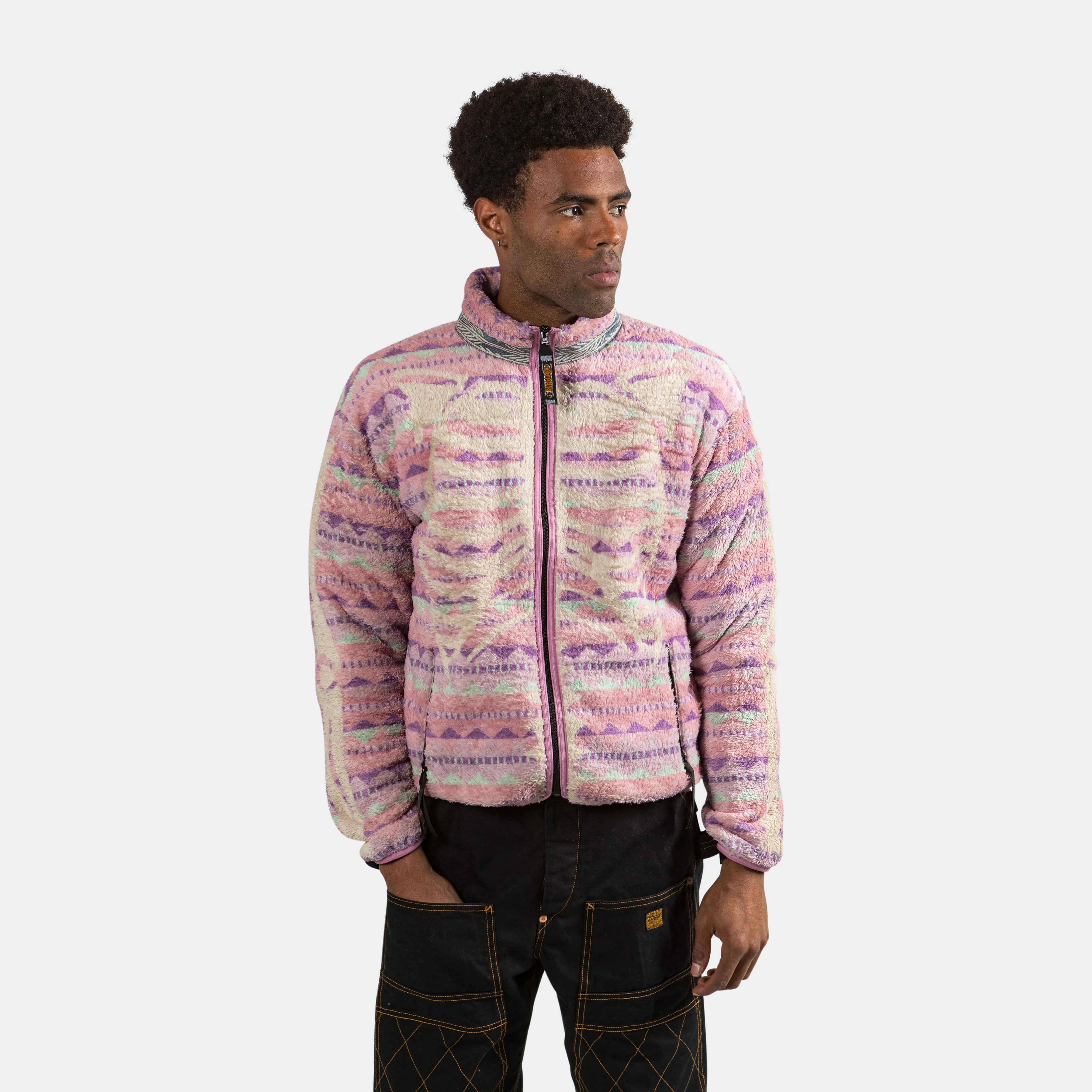 ASHLAND Stripe & BONE Fleece ZIP Blouson - Pink - Image 8