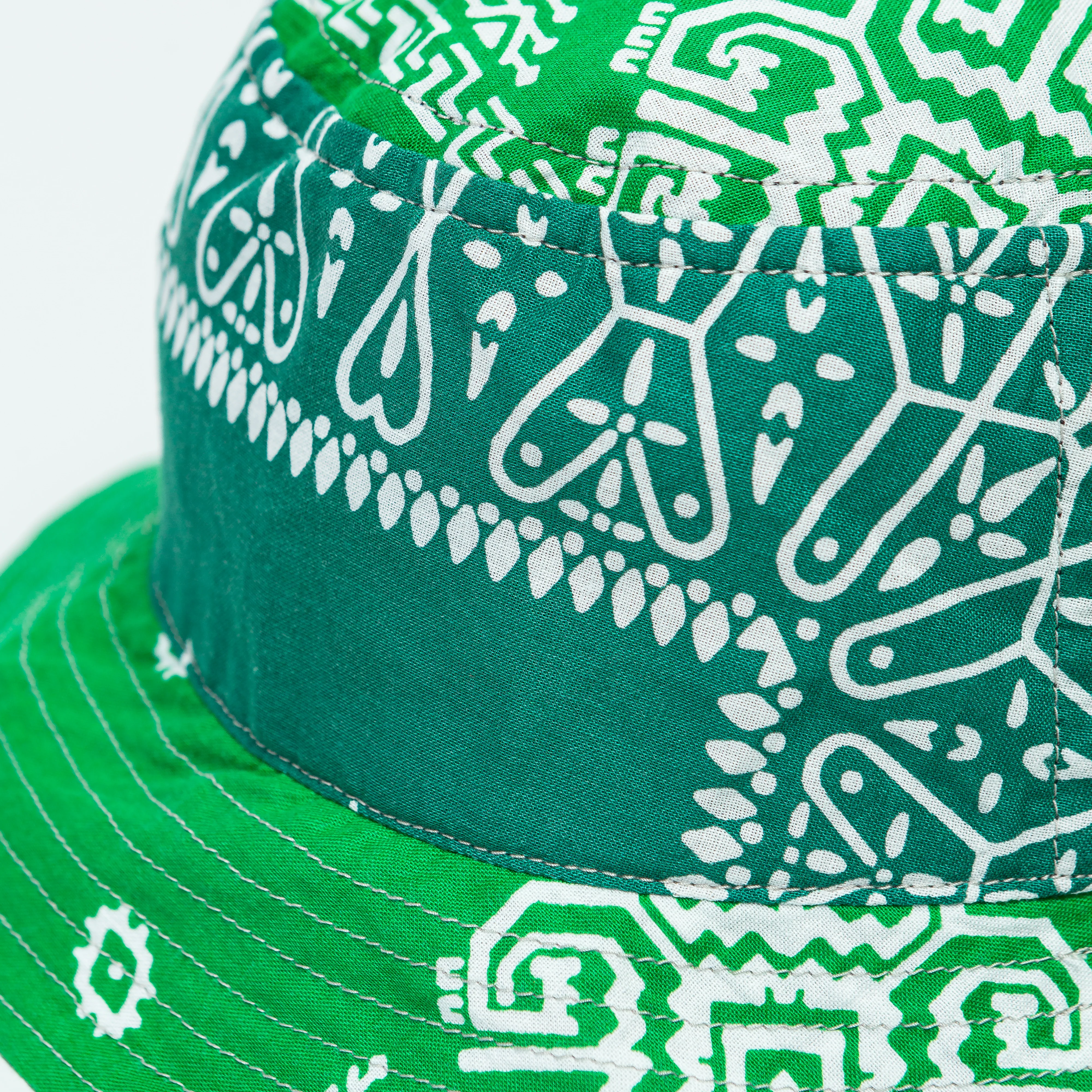 Bandana Patchwork BUCKET Hat (Short Brim) - Green - Image 3