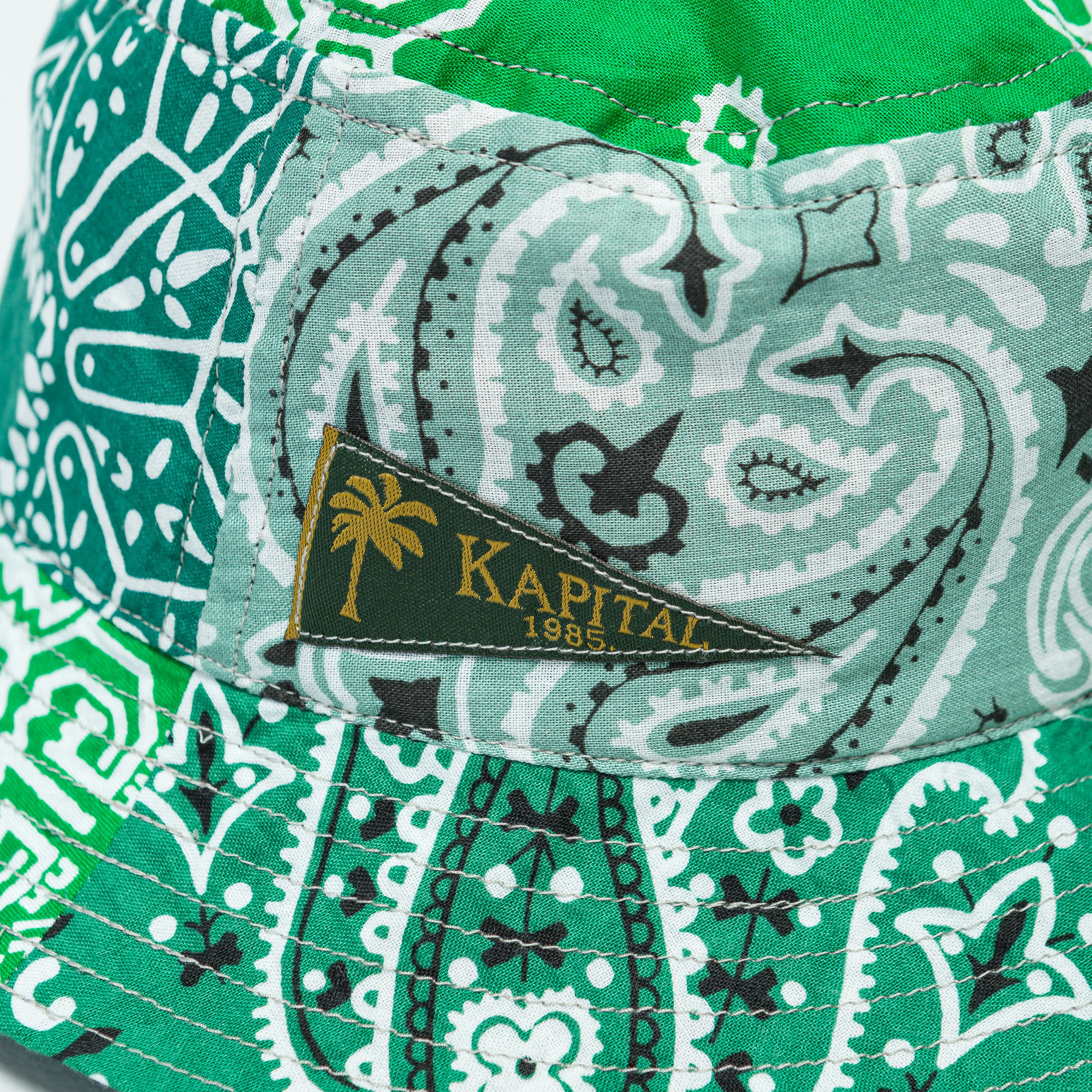 Bandana Patchwork BUCKET Hat (Short Brim) - Green - Image 4
