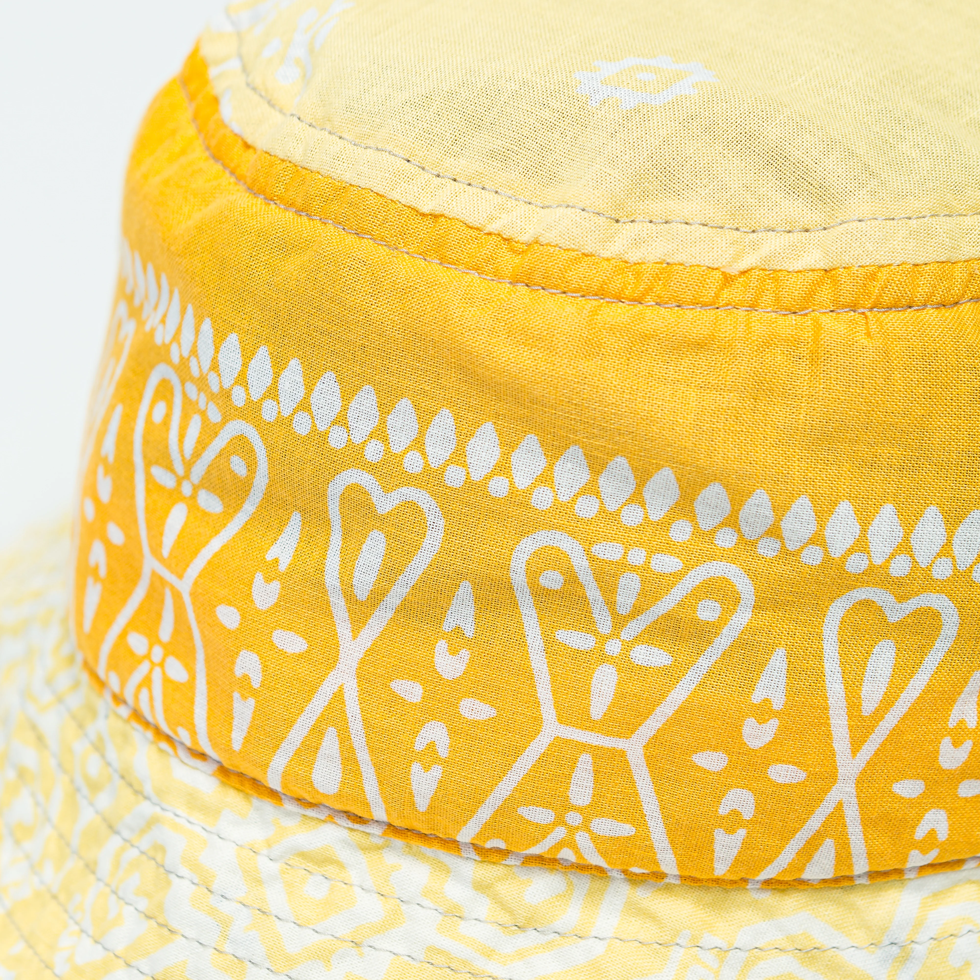 Bandana Patchwork BUCKET Hat (Short Brim) - Yellow - Image 3