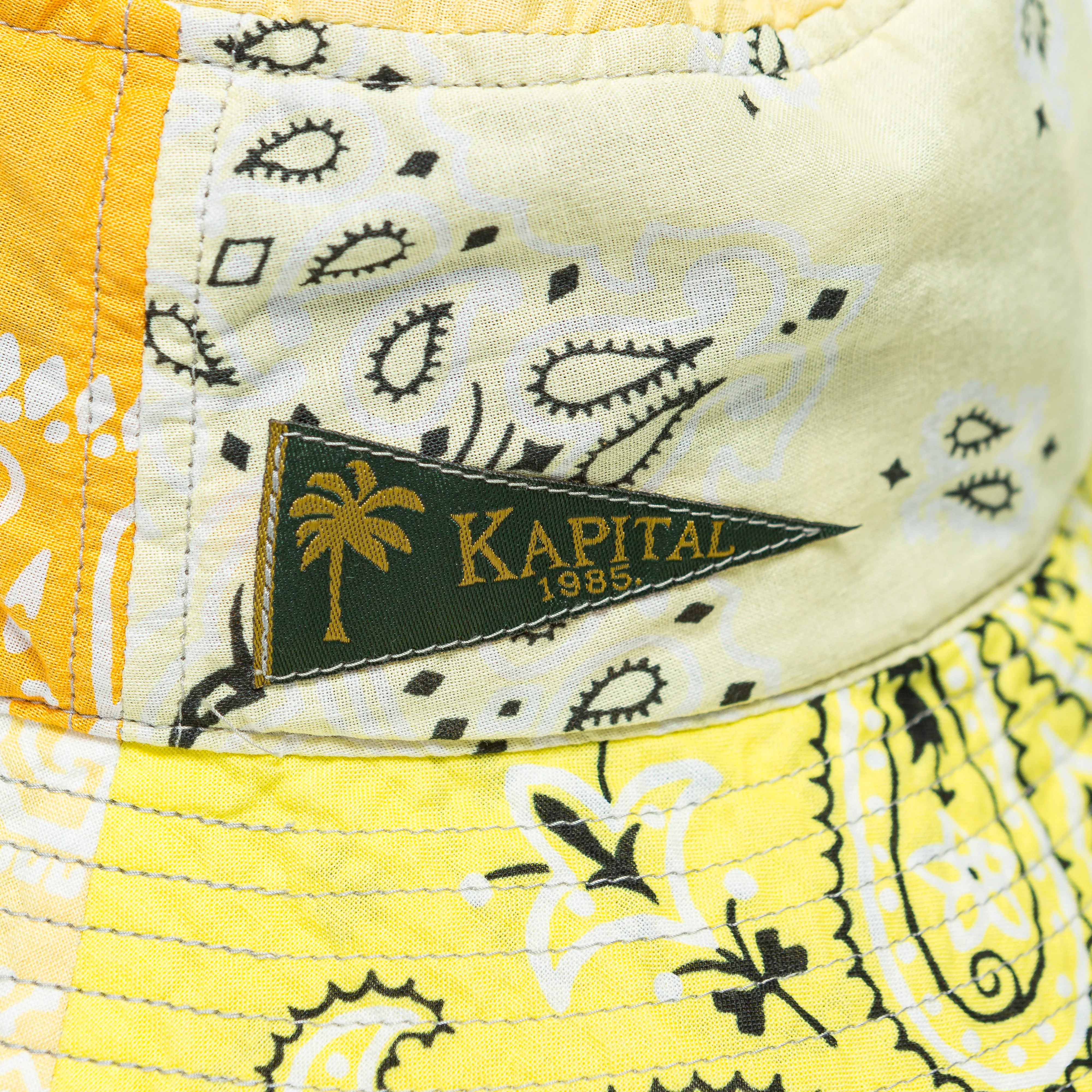 Bandana Patchwork BUCKET Hat (Short Brim) - Yellow - Image 4