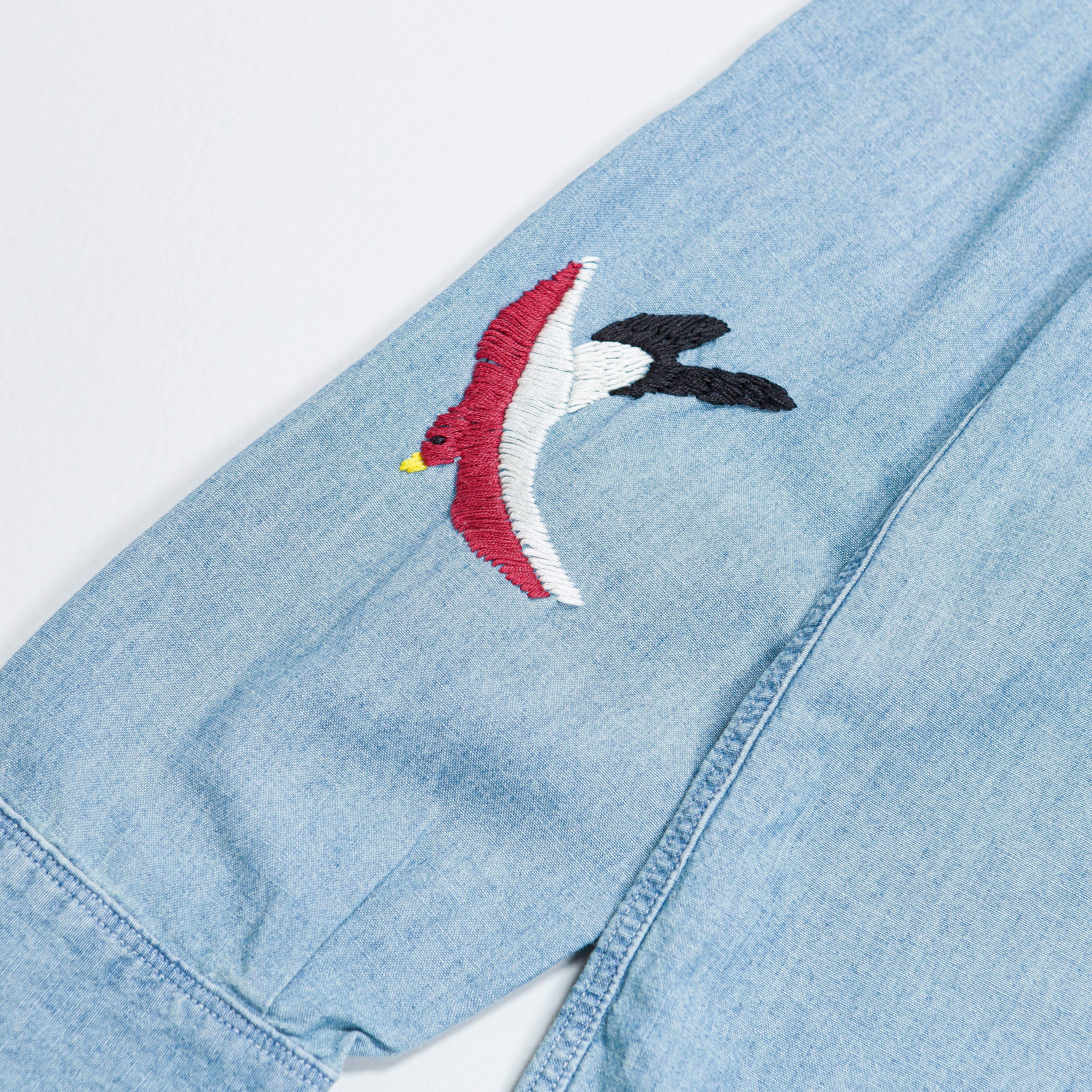 Chambray WORK Shirt (Swallow Embroidery) - Sax - Image 4