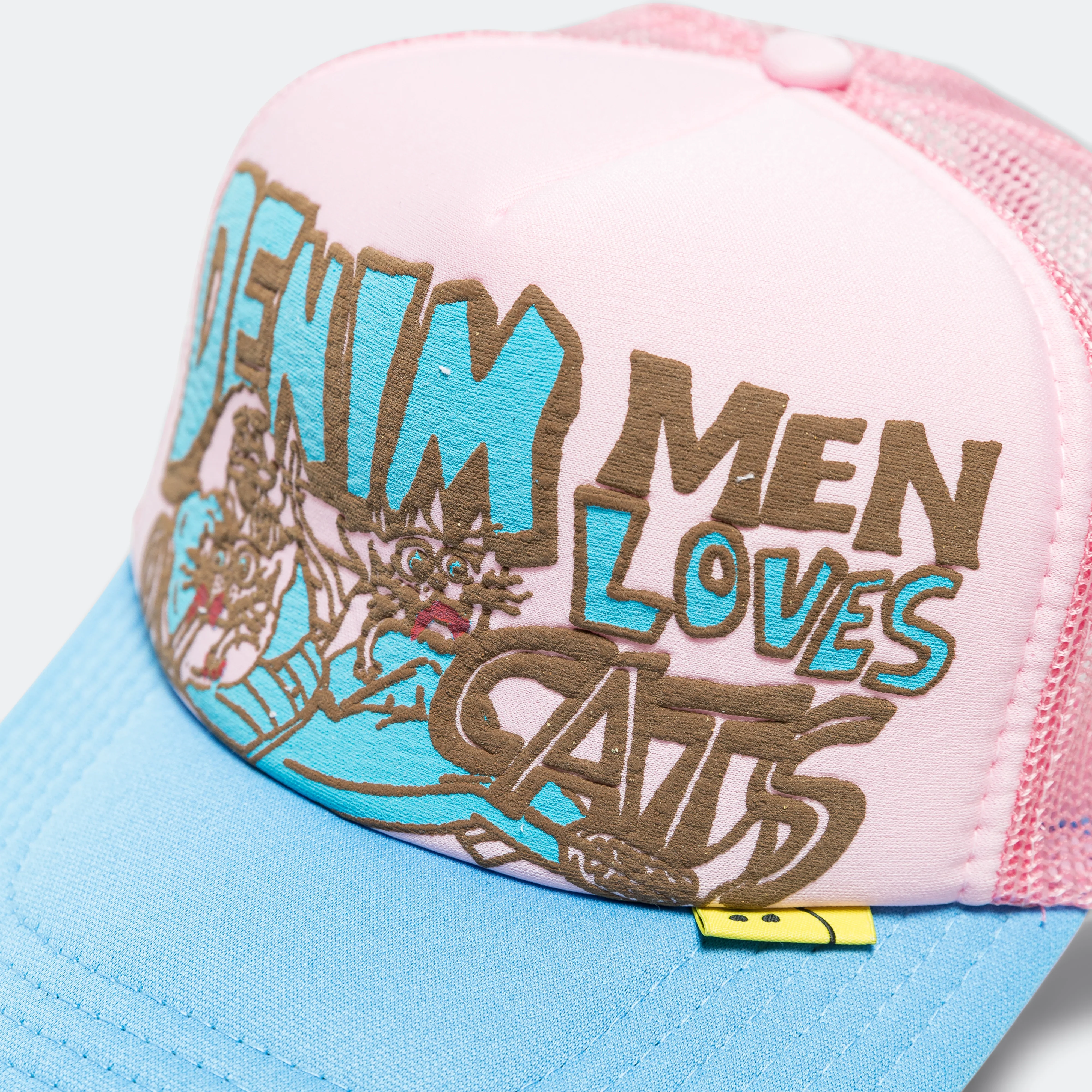 DENIM MEN LOVE CATS Trucker Cap - Pink/Sax - Image 3