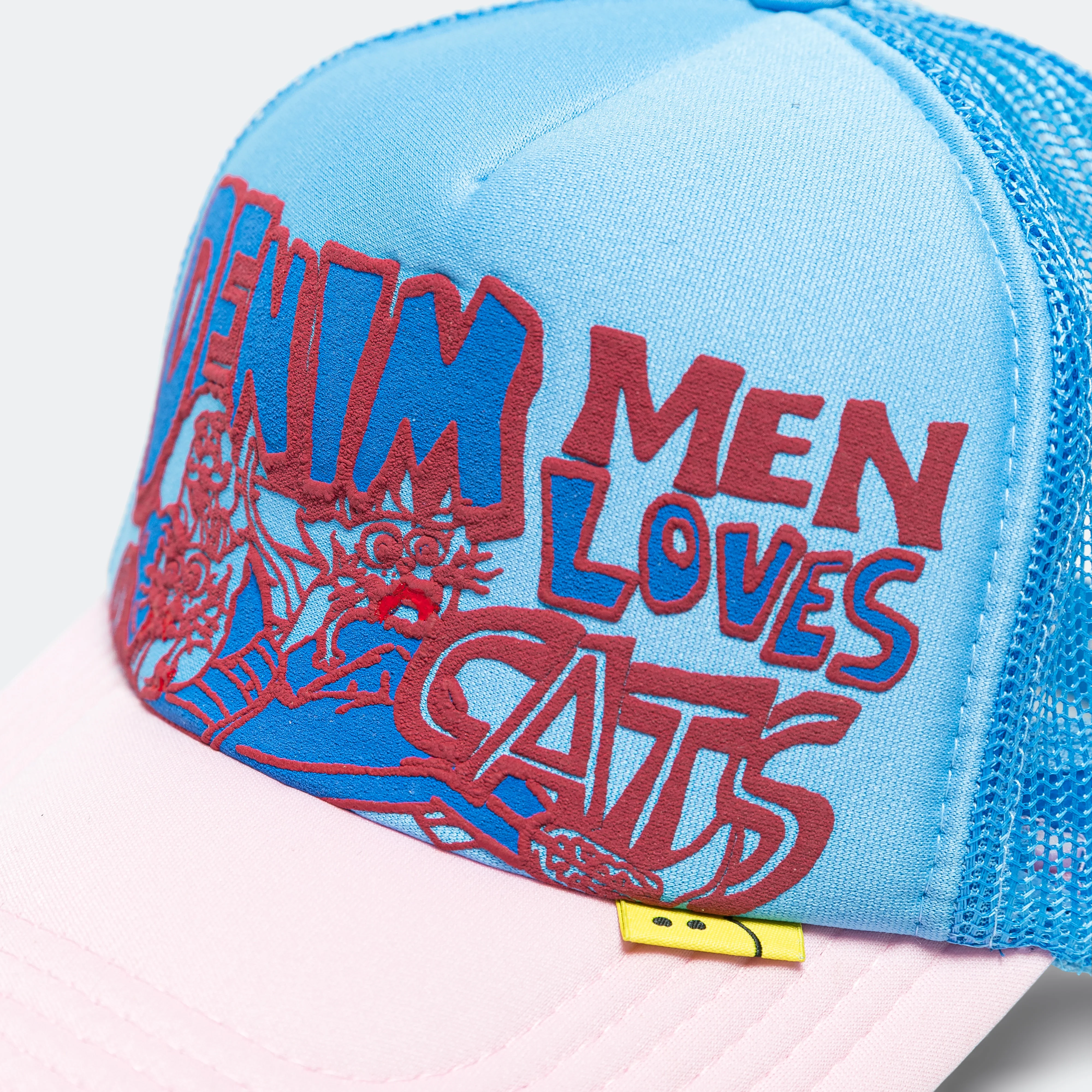 DENIM MEN LOVE CATS Trucker Cap - Sax/Pink - Image 3