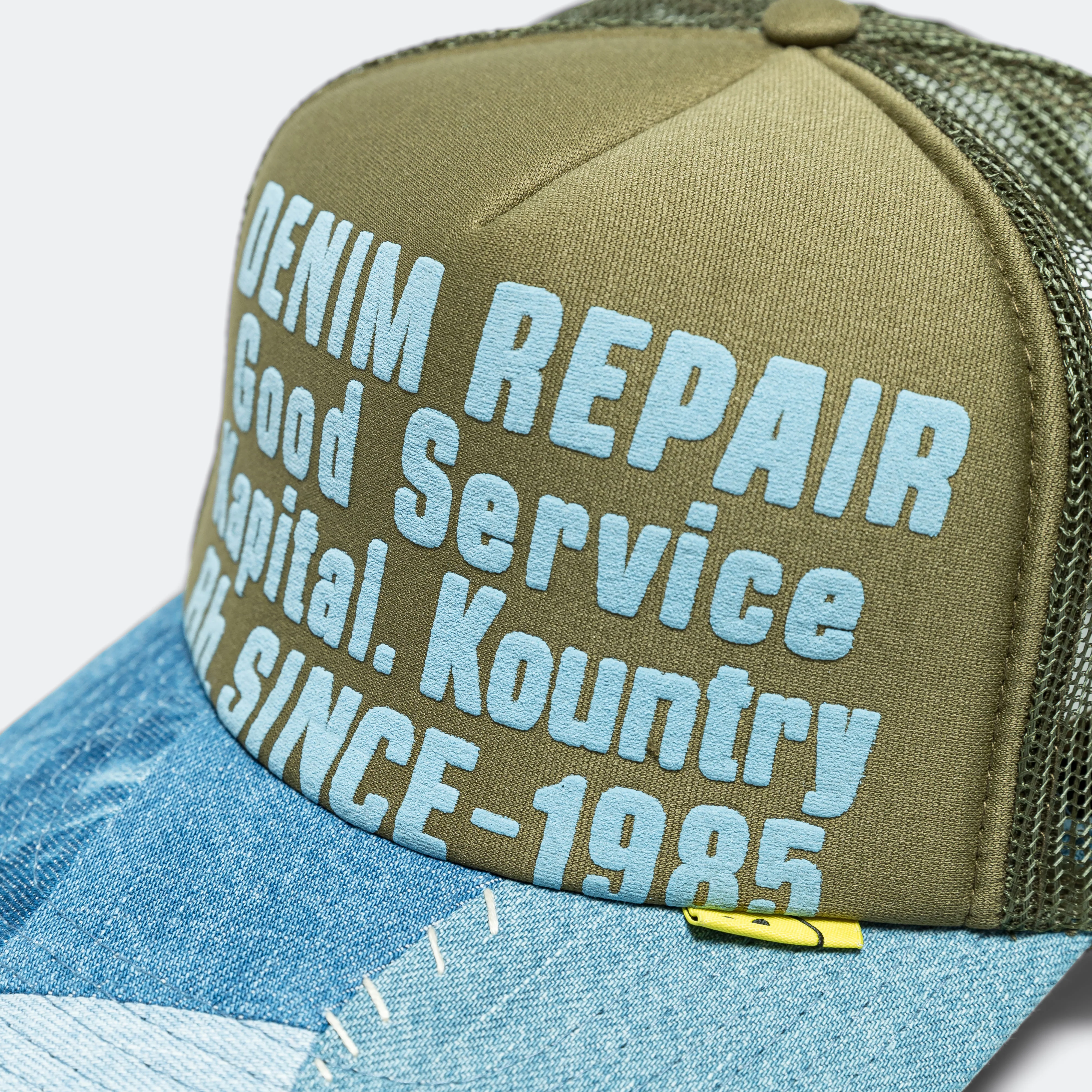 DENIM REPAIR SERVICE Denim Re-Construct Trucker Cap - Dark Green - Image 3