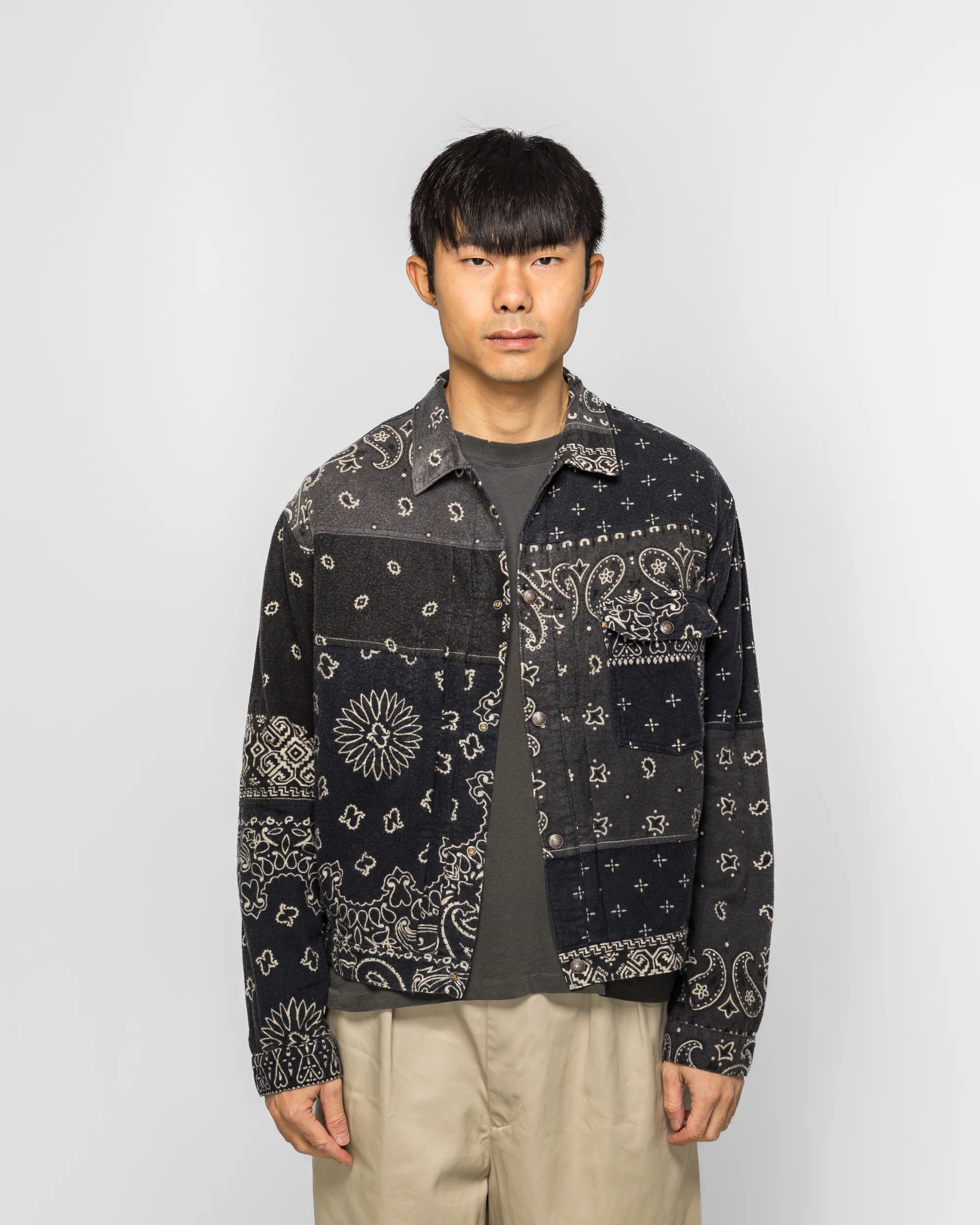 Flannel Reversible Bandana 1st JKT - Black/Khaki - Image 2