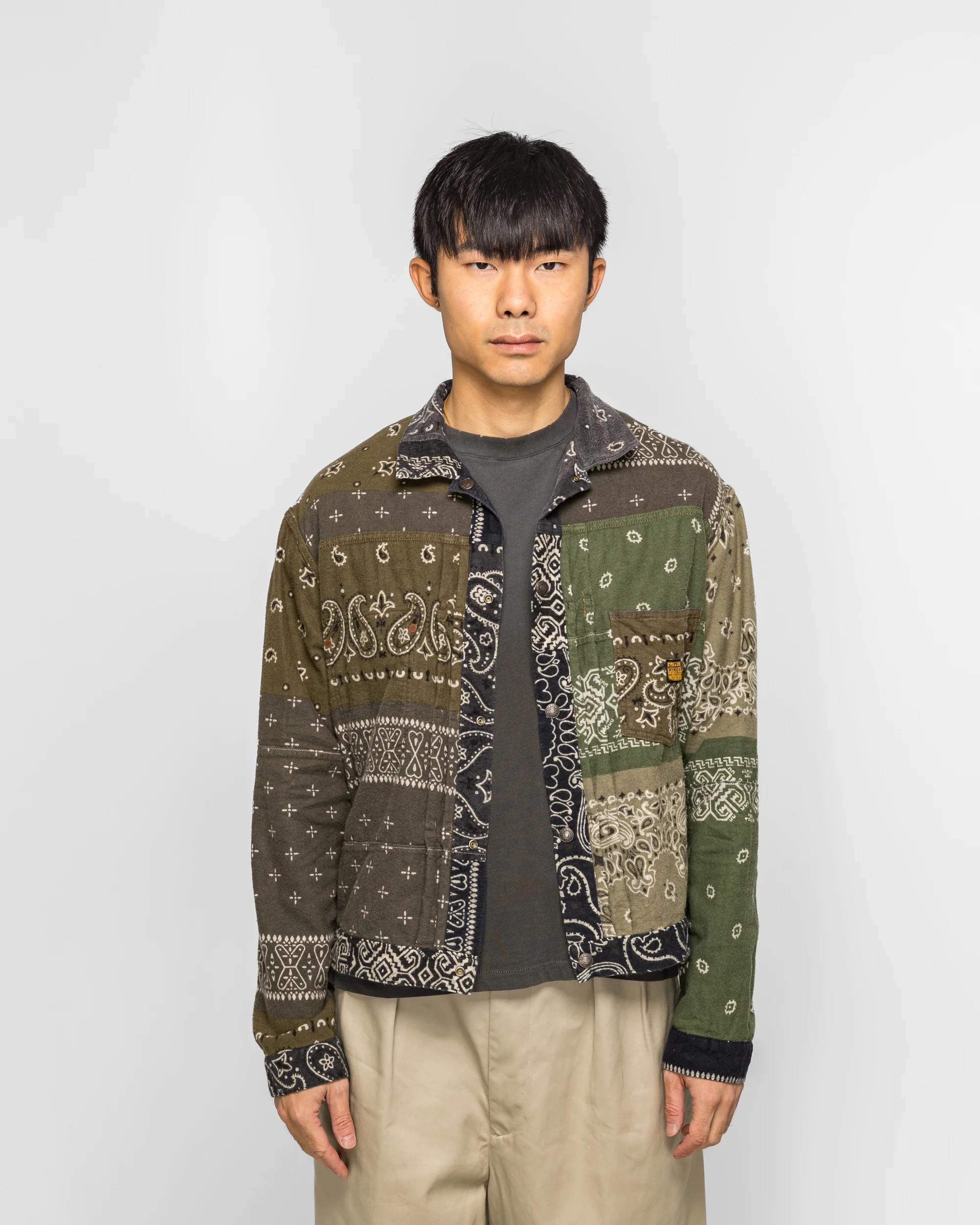 Flannel Reversible Bandana 1st JKT - Black/Khaki - Image 3