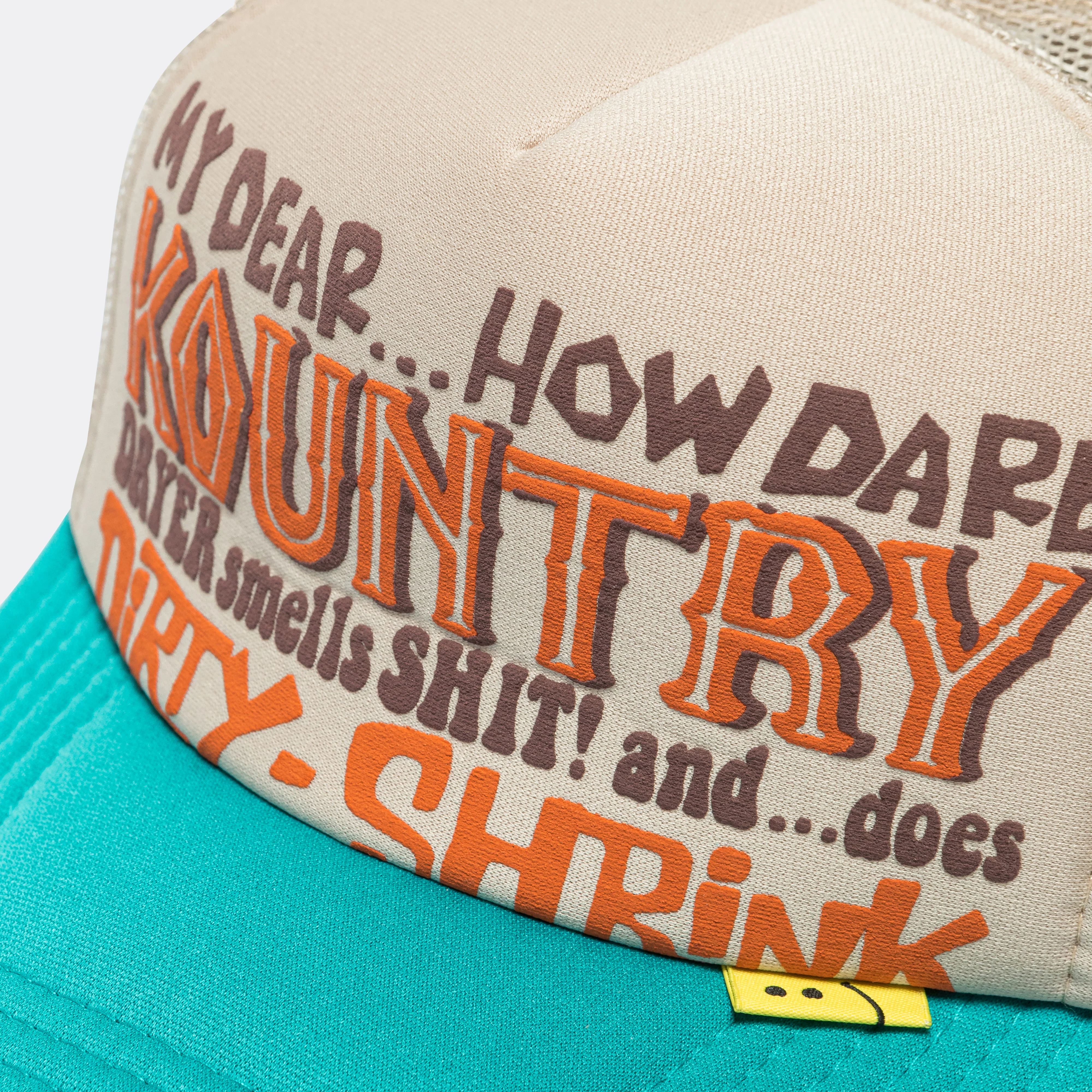 KOUNTRY DIRTY SHRINK Trucker CAP - Beige x Turquoise - Image 3