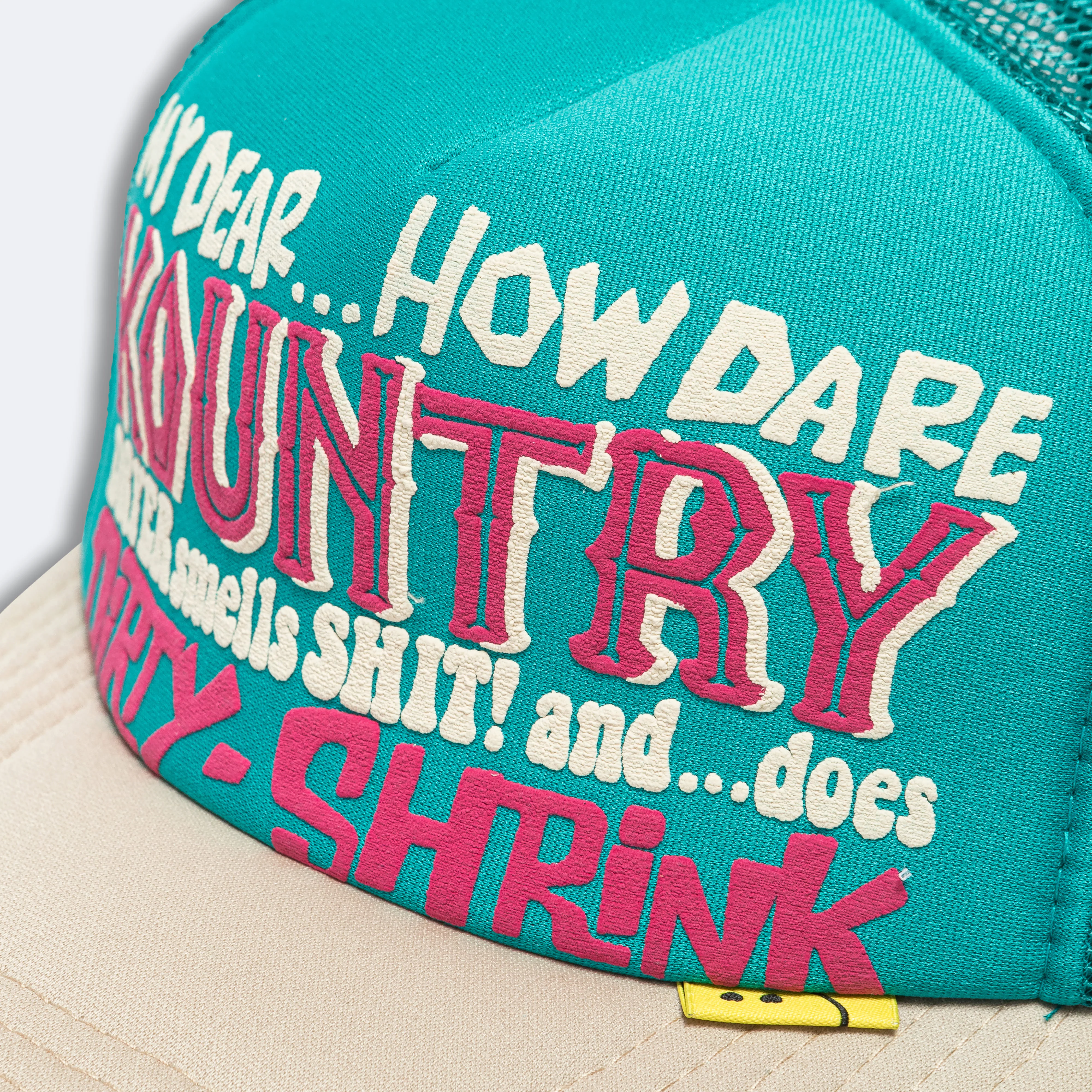 KOUNTRY DIRTY SHRINK Trucker CAP - Turquoise x Beige - Image 3