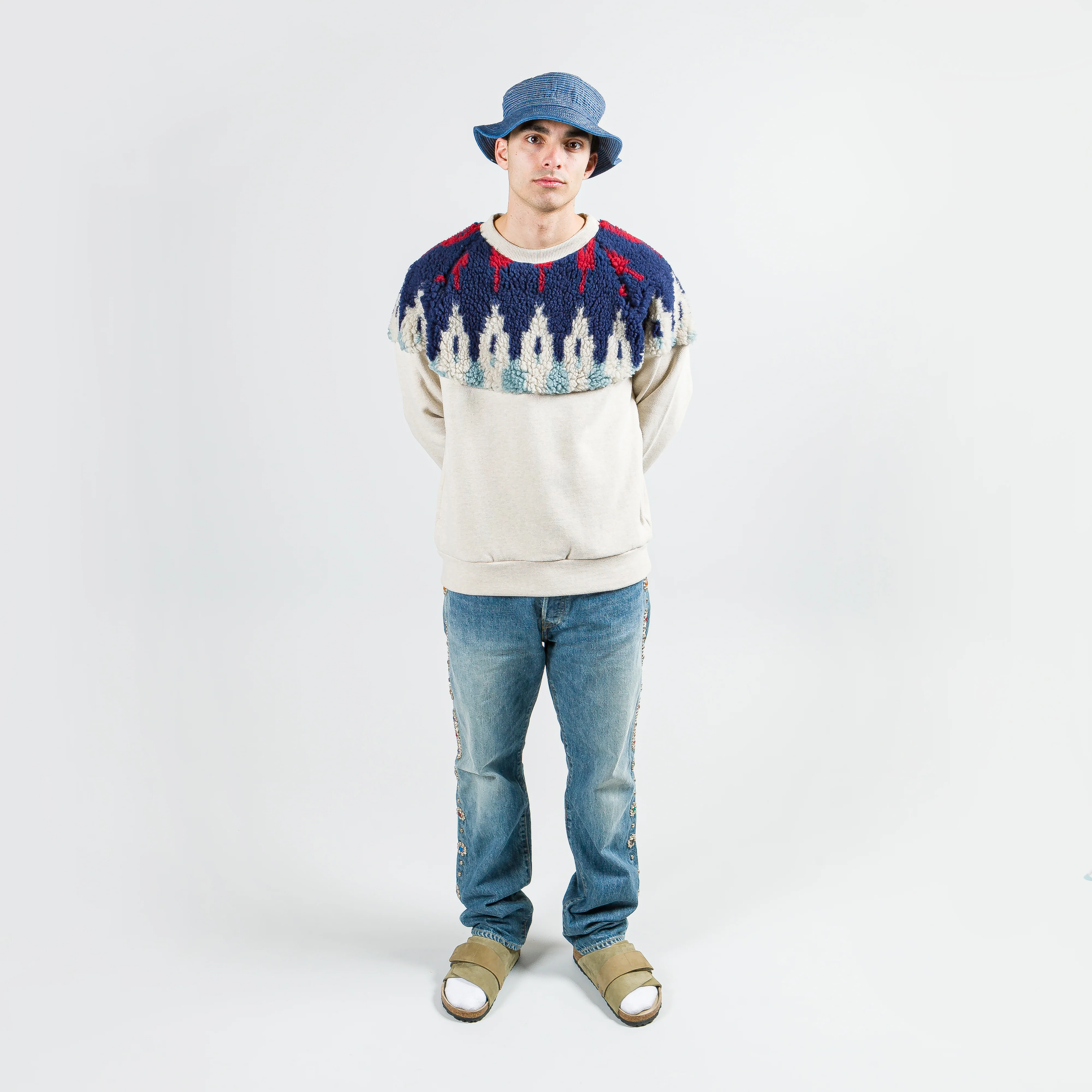 TOP Fleece Knit x BOA Fleece NORDIC SWT - Navy/Red - Image 5