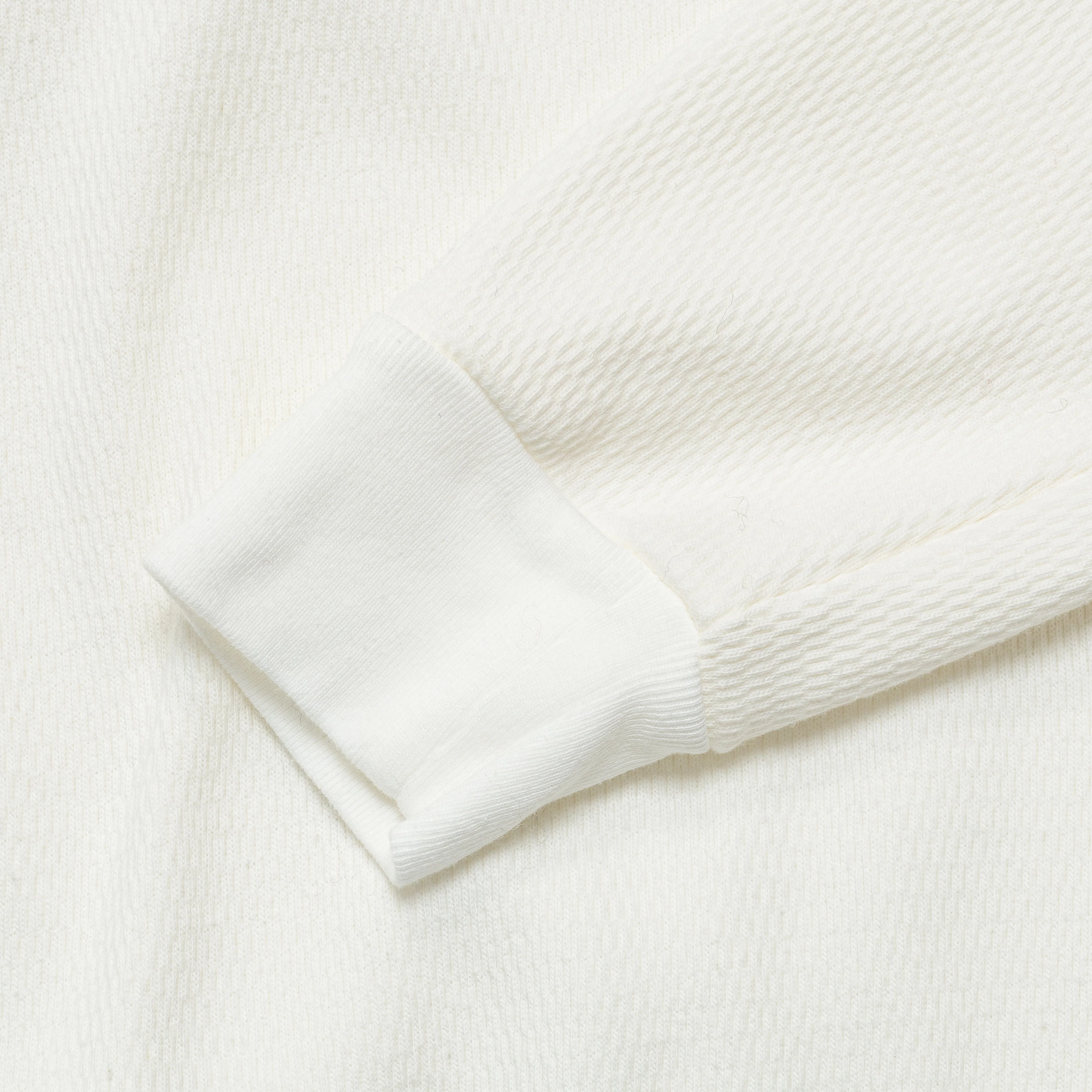 Waffle Jersey High-Neck Long Sleeve T (PEACE Embroidery) - White - Image 3