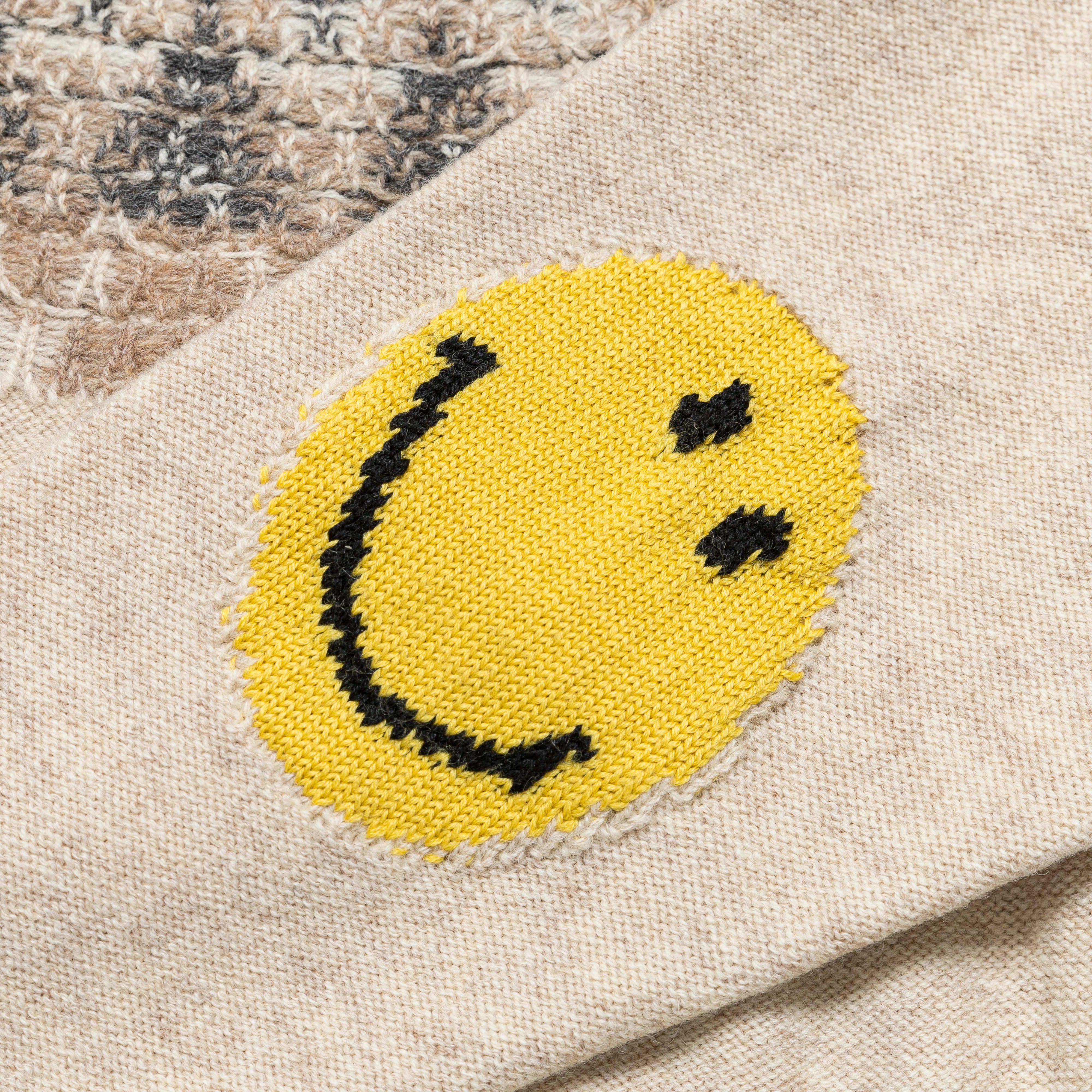 5G Wool NORDIC SMILIE Patch Raglan Sweater - Ecru - Image 4