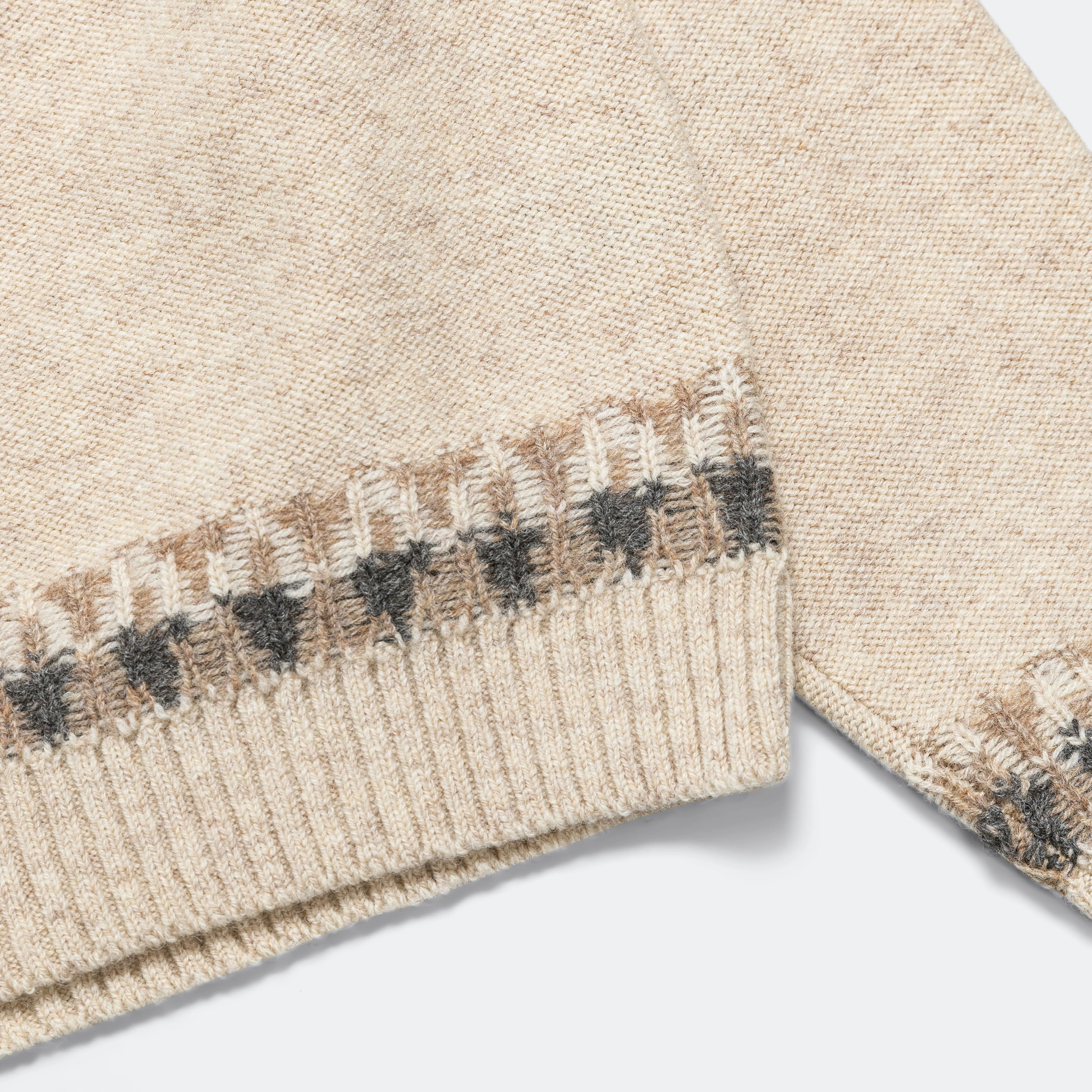 5G Wool NORDIC SMILIE Patch Raglan Sweater - Ecru - Image 6