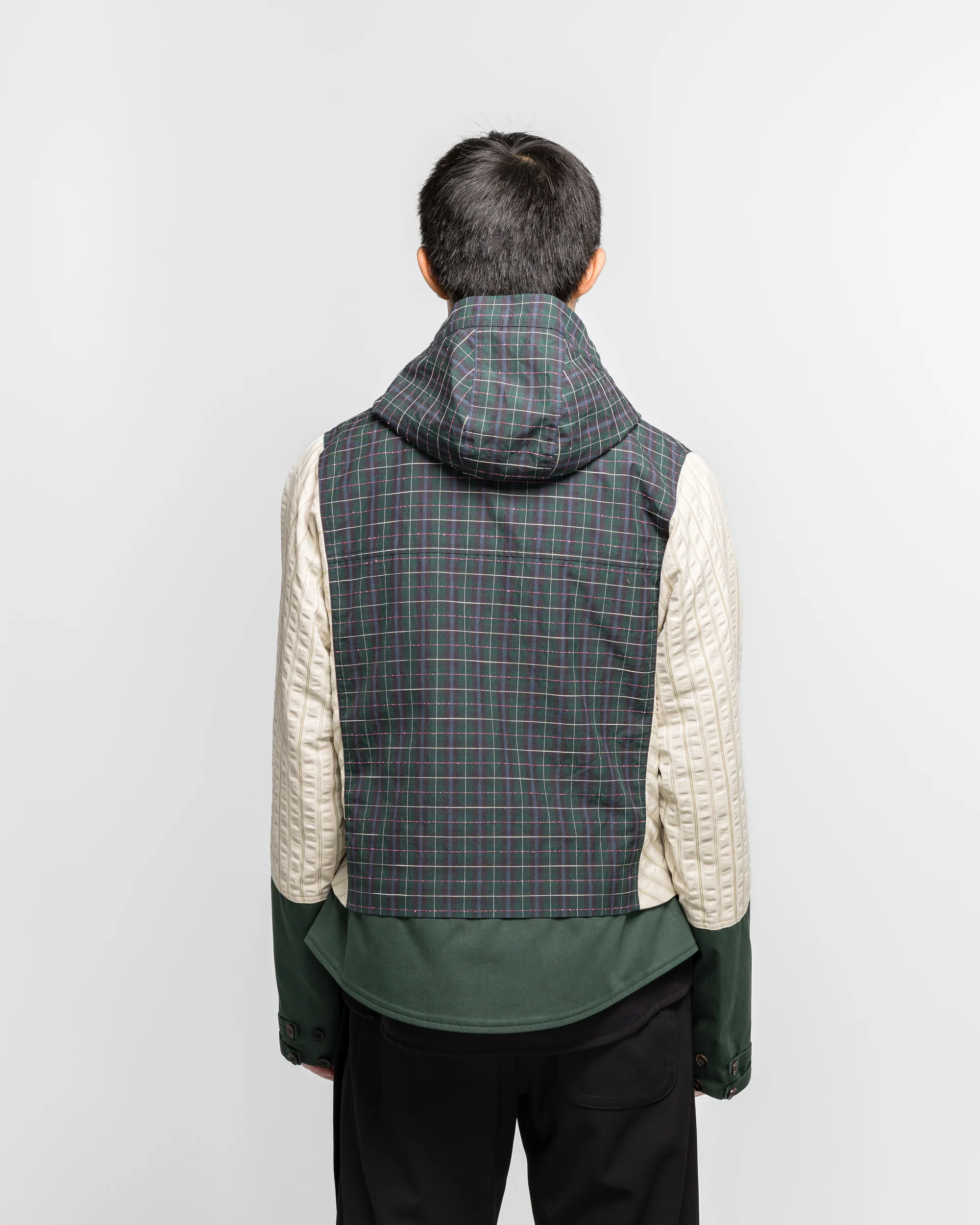 Estike Hooded Jacket - Forest Check/Ivory Stripe - Image 4