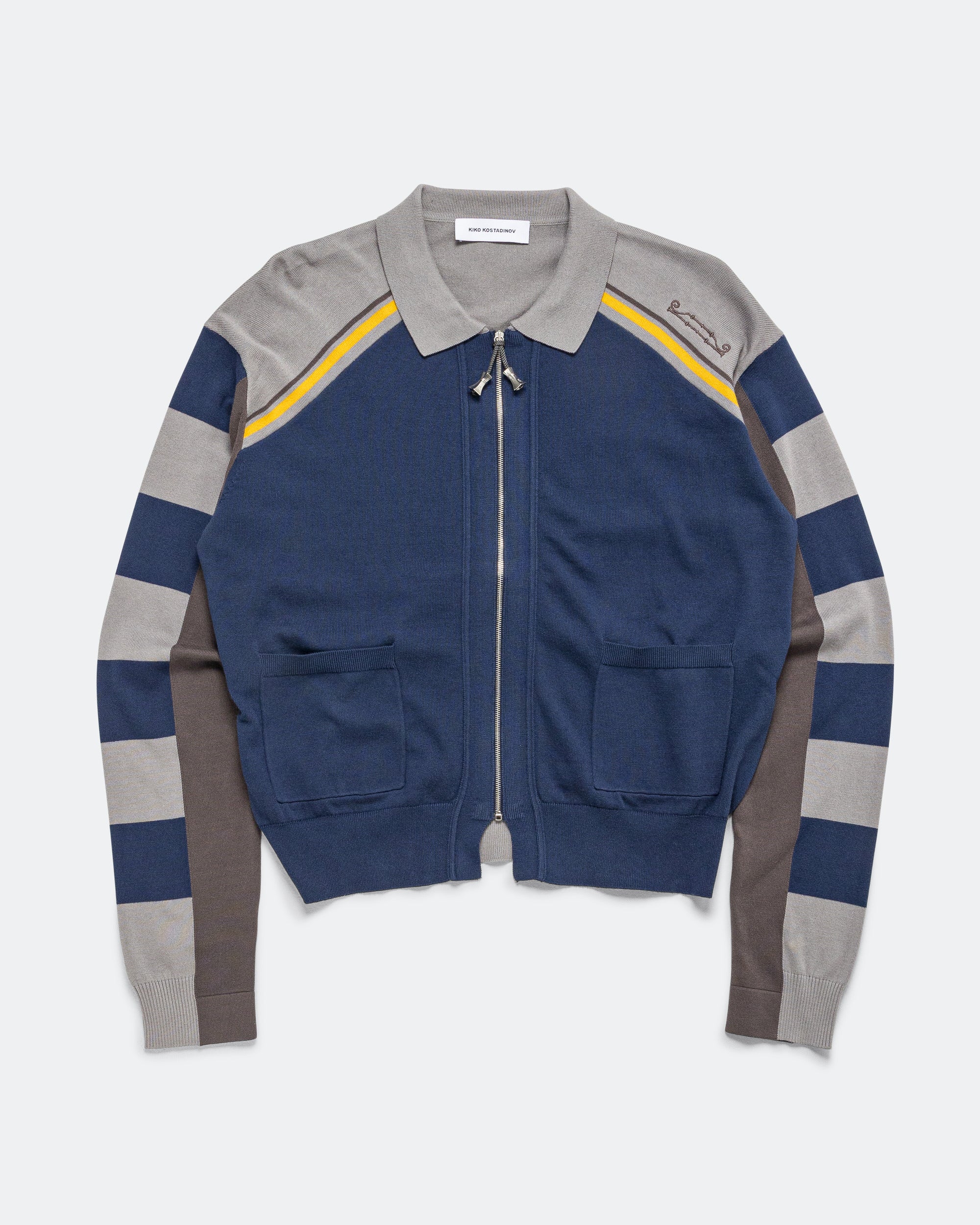 Kest Cardigan - Navy/Anchor Combed Cotton
