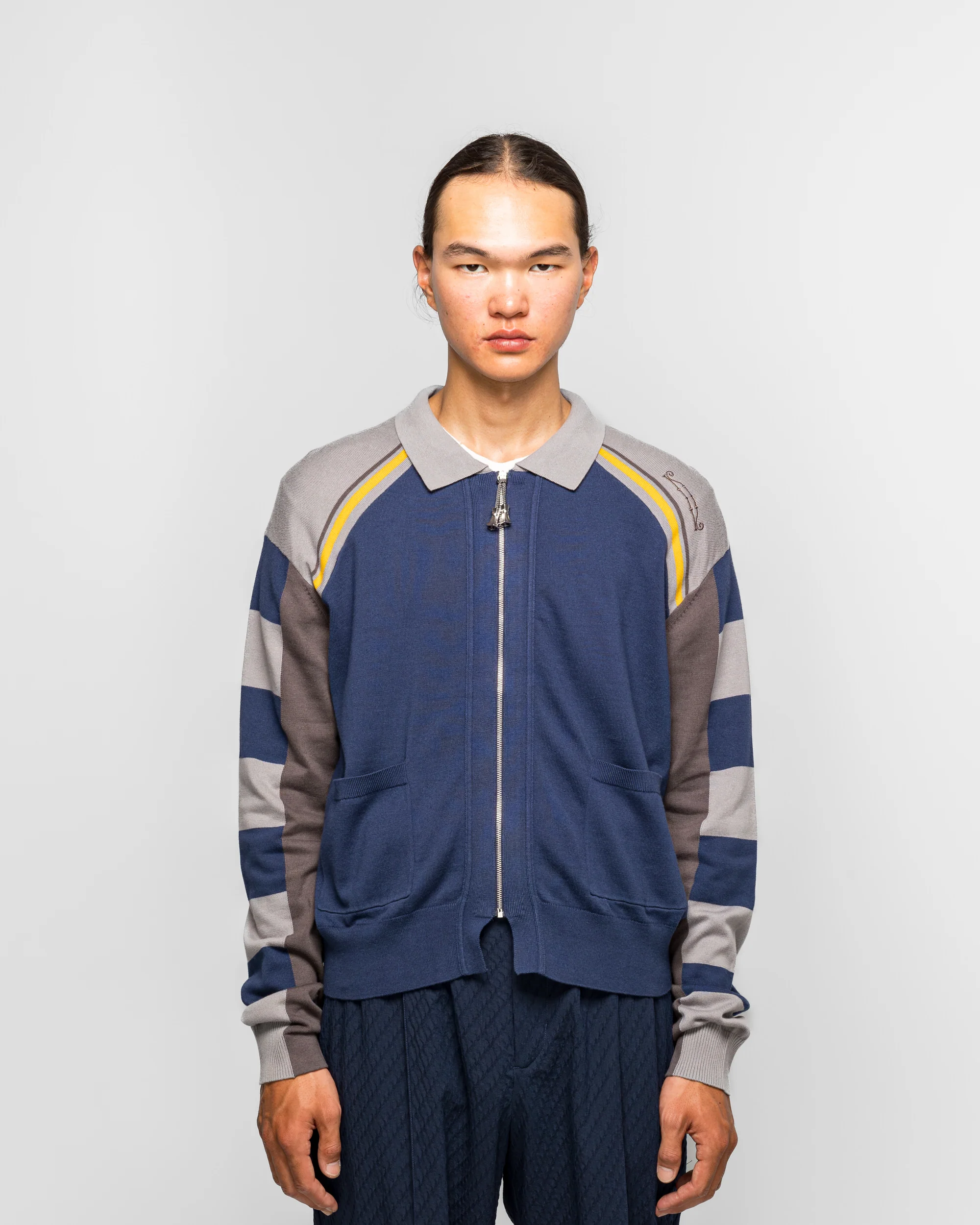 Kest Cardigan - Navy/Anchor Combed Cotton - Image 2