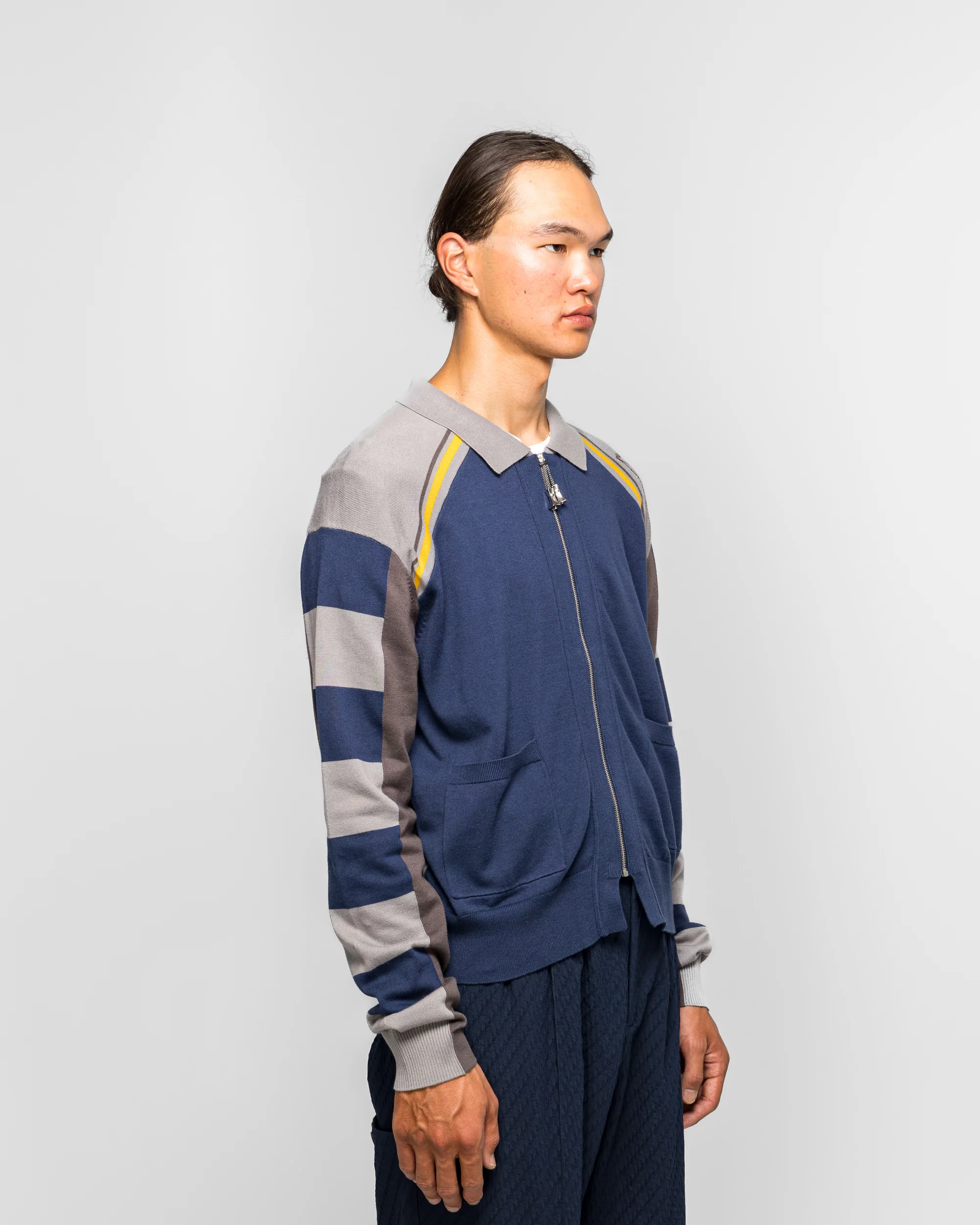 Kest Cardigan - Navy/Anchor Combed Cotton - Image 3