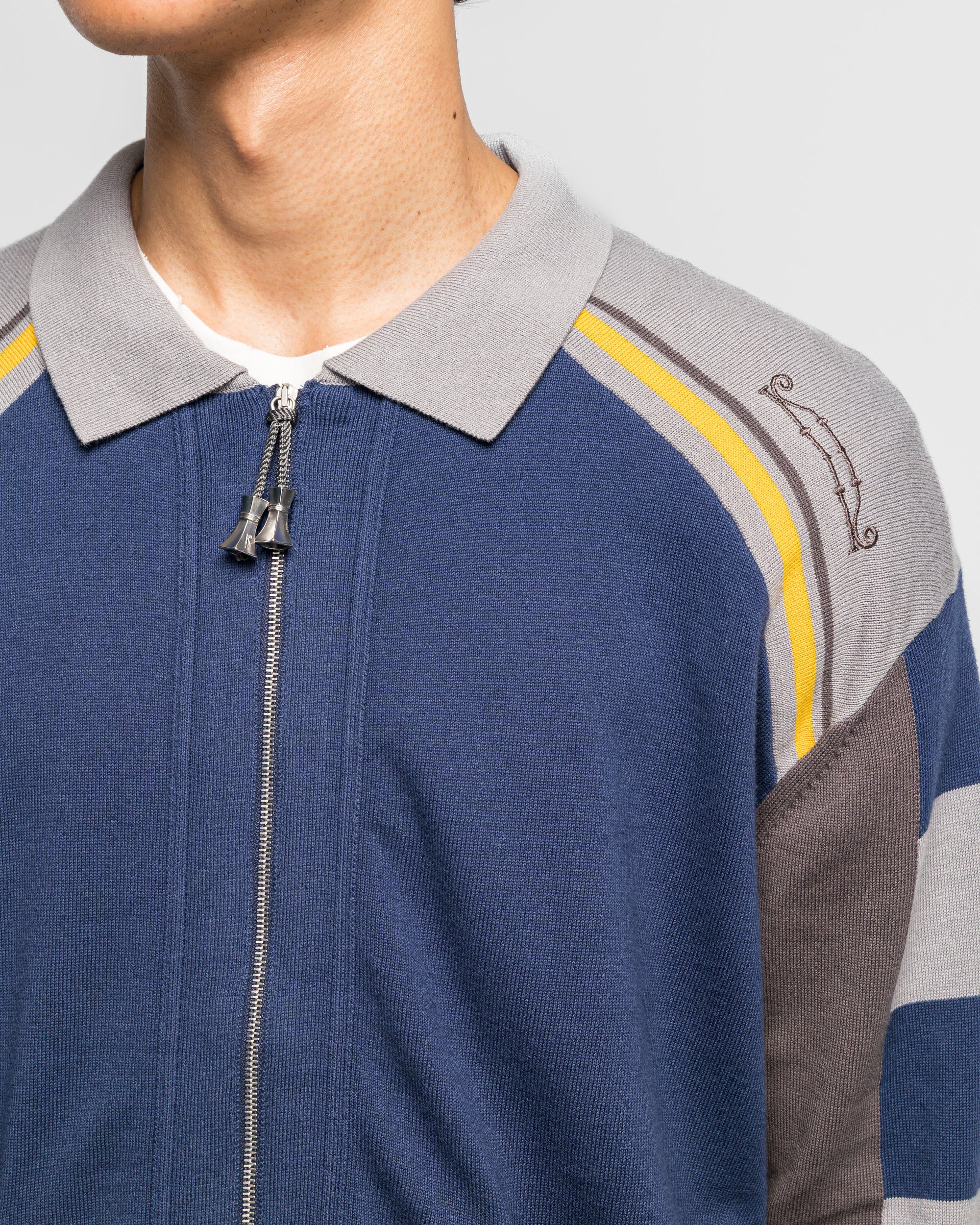 Kest Cardigan - Navy/Anchor Combed Cotton - Image 5