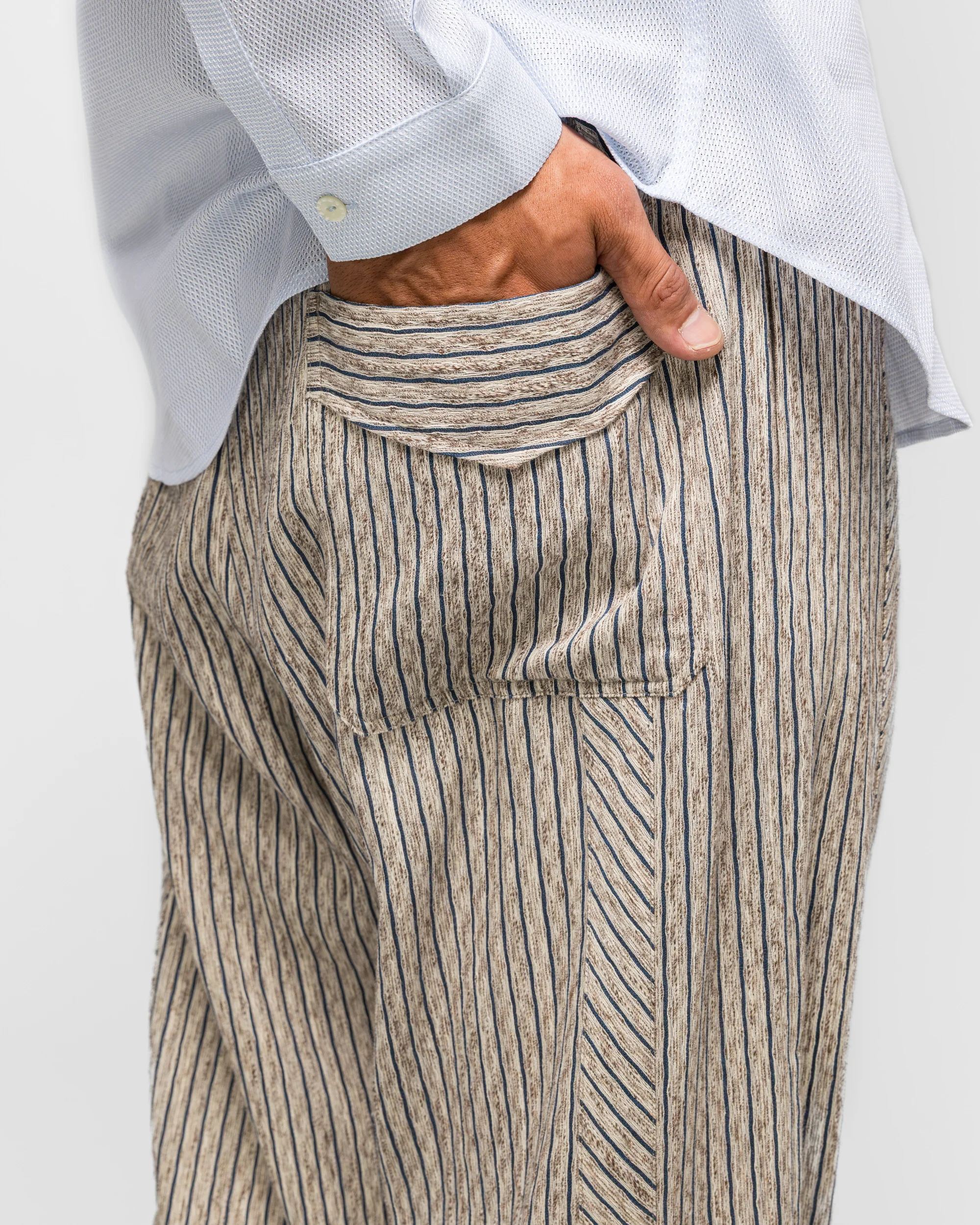 Kyan Trouser - Tan/Blue Textured Stripe - Image 5