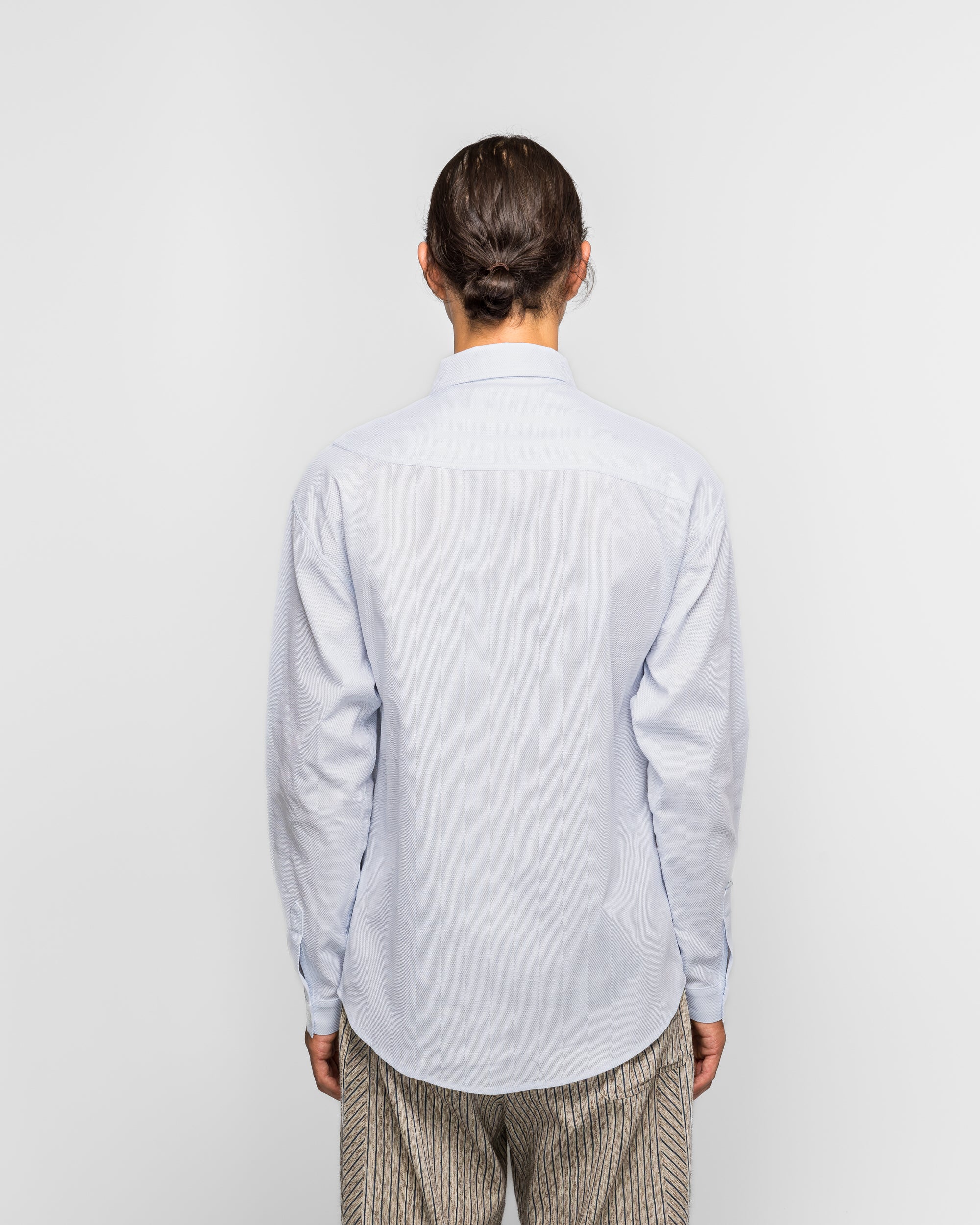 Veca Panelled Shirt - Pale Blue Mesh Shirting - Image 4