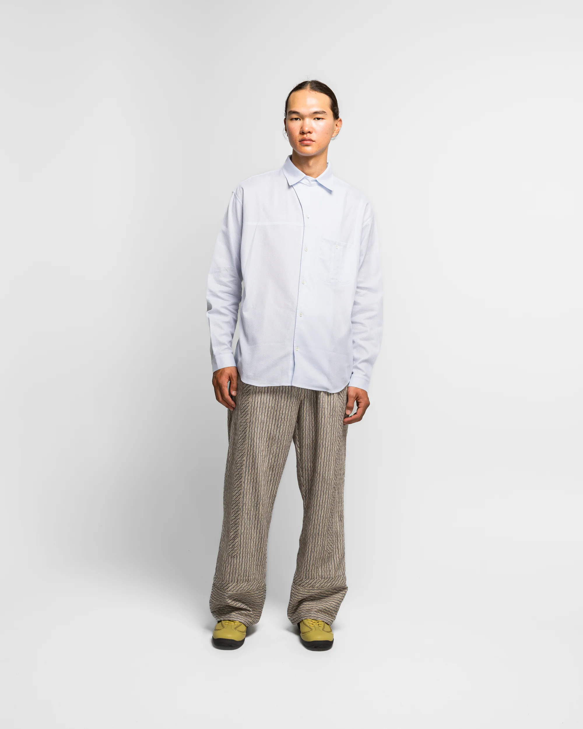 Veca Panelled Shirt - Pale Blue Mesh Shirting - Image 6