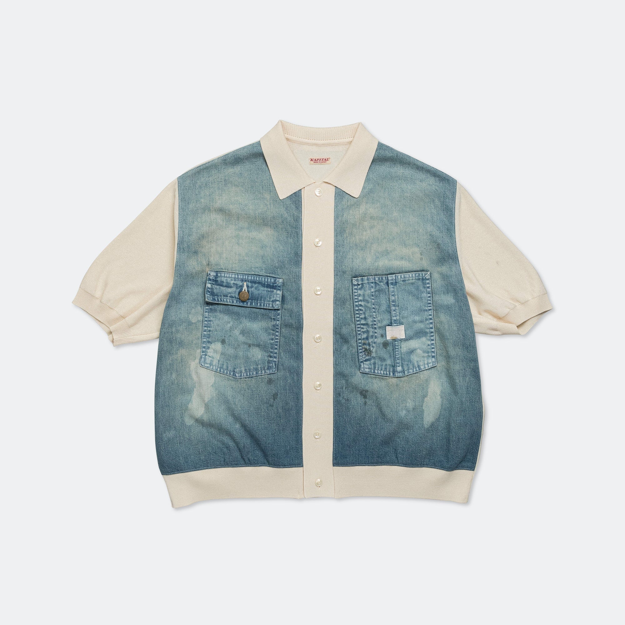 Knit x 8oz Denim Coverall Polo Shirt - Ecru