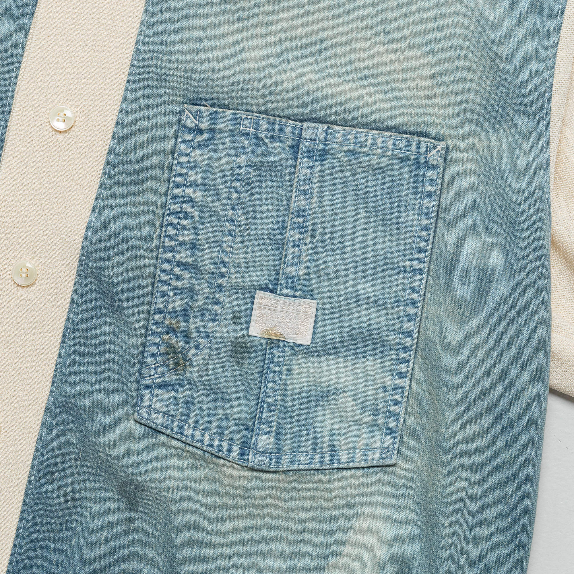 Knit x 8oz Denim Coverall Polo Shirt - Ecru - Image 4