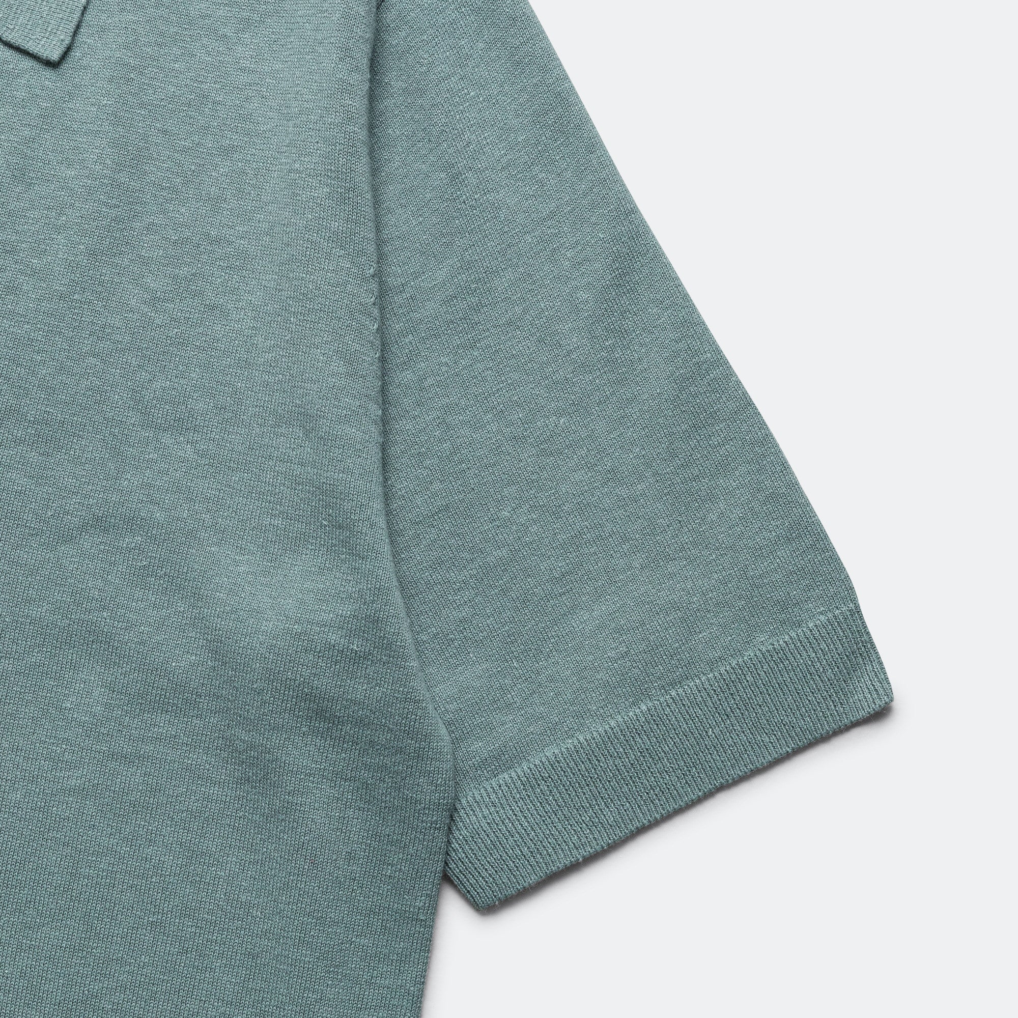Leif Cotton Linen Polo - Greyish Blue - Image 3