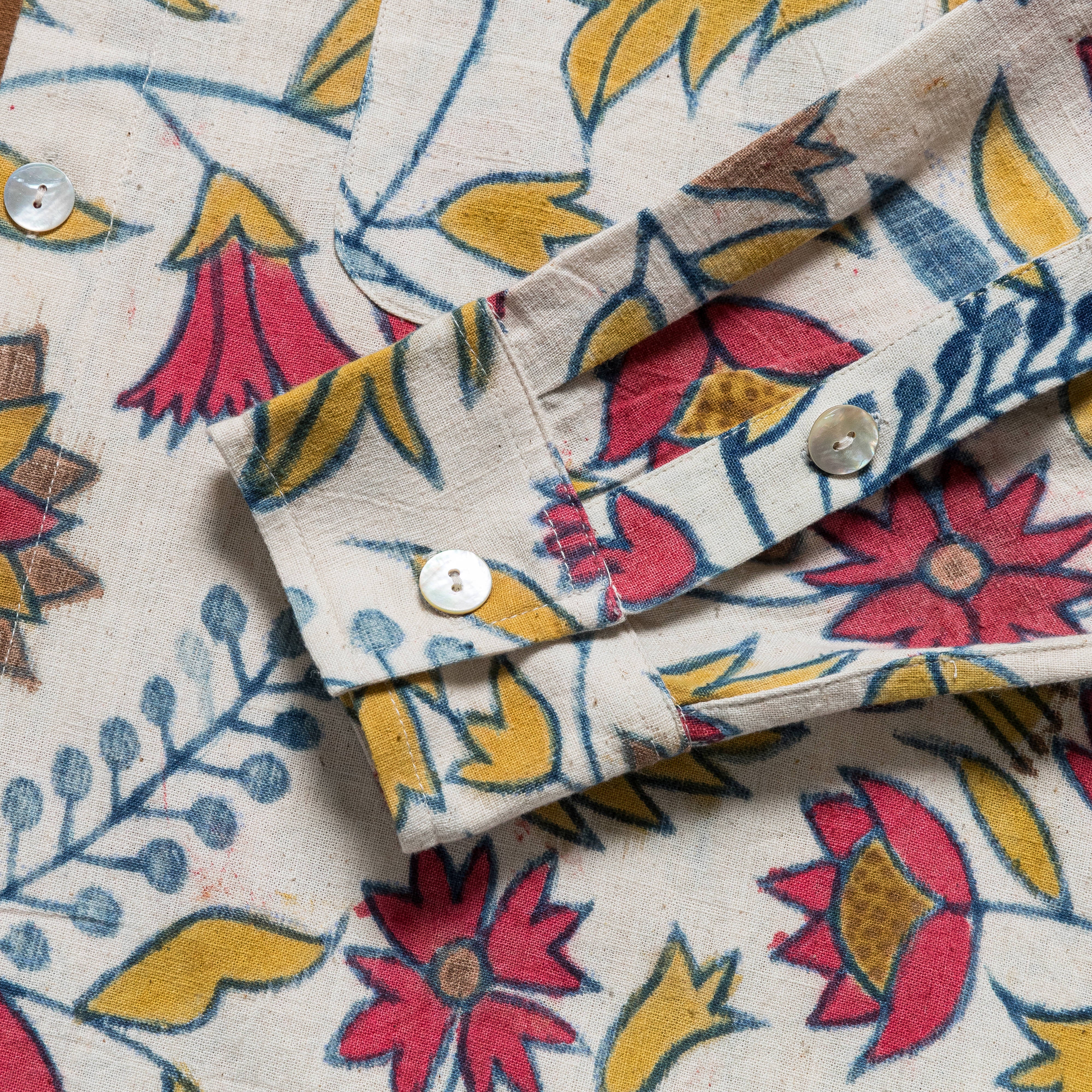 Long Sleeve Hand Painted Shirt - Ecru/Pink - Image 3