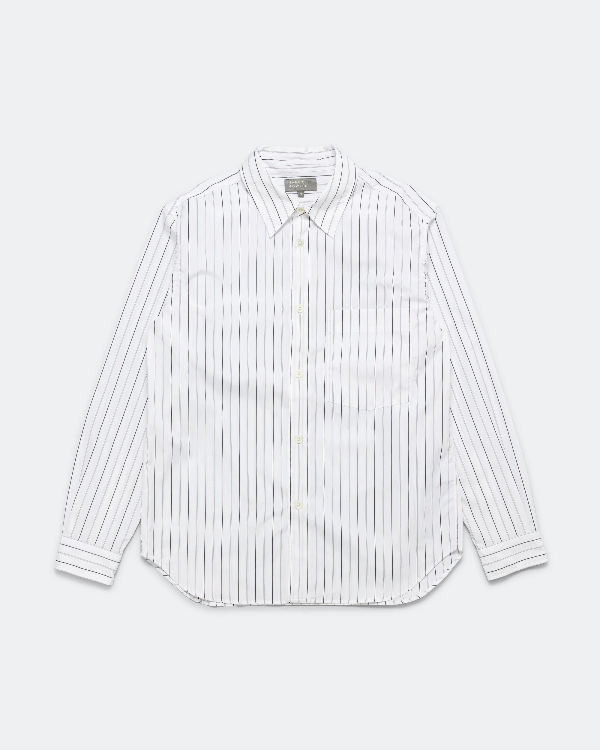 Basic Shirt - Cotton White/Charcoal Wide Stripe