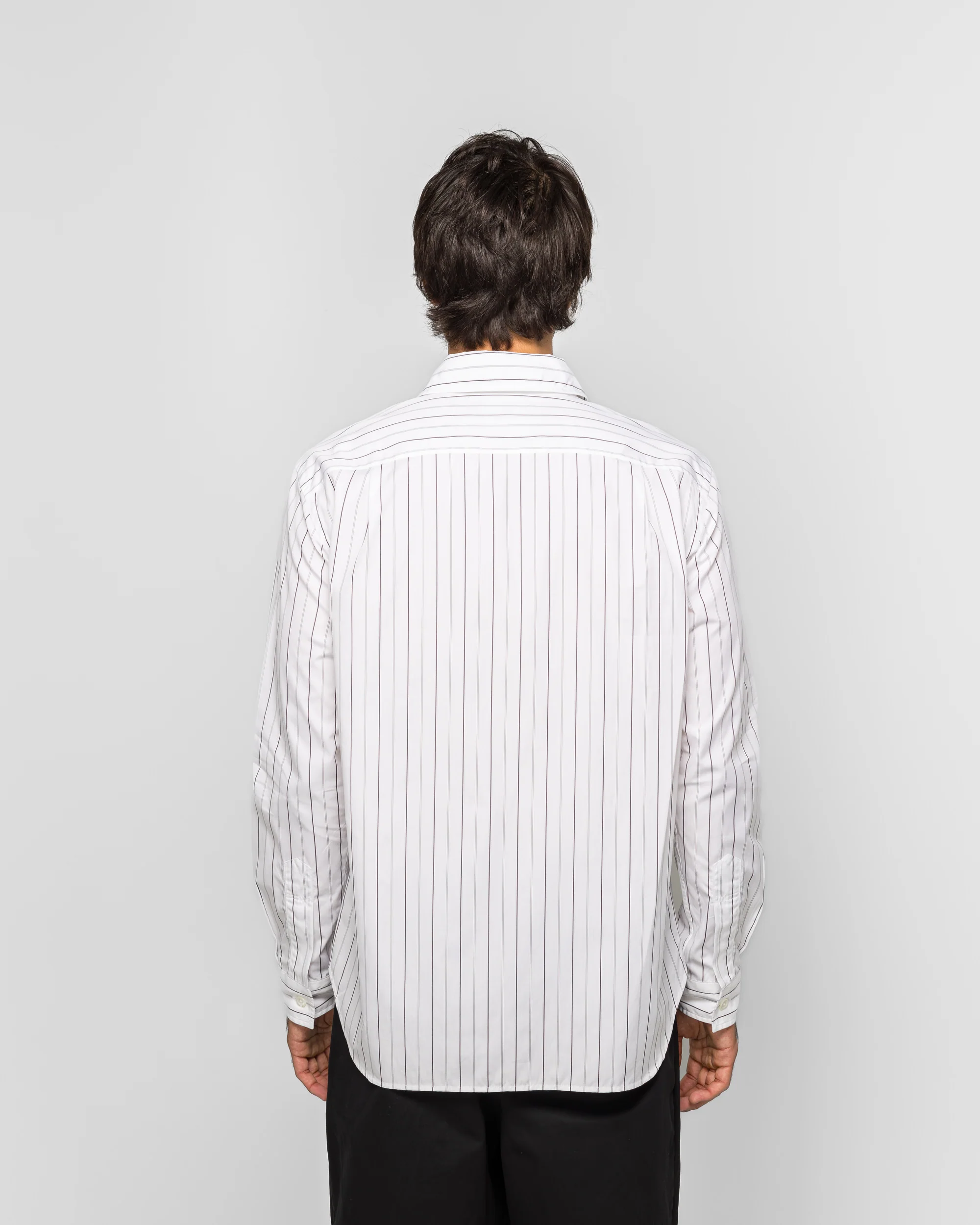 Basic Shirt - Cotton White/Charcoal Wide Stripe - Image 4