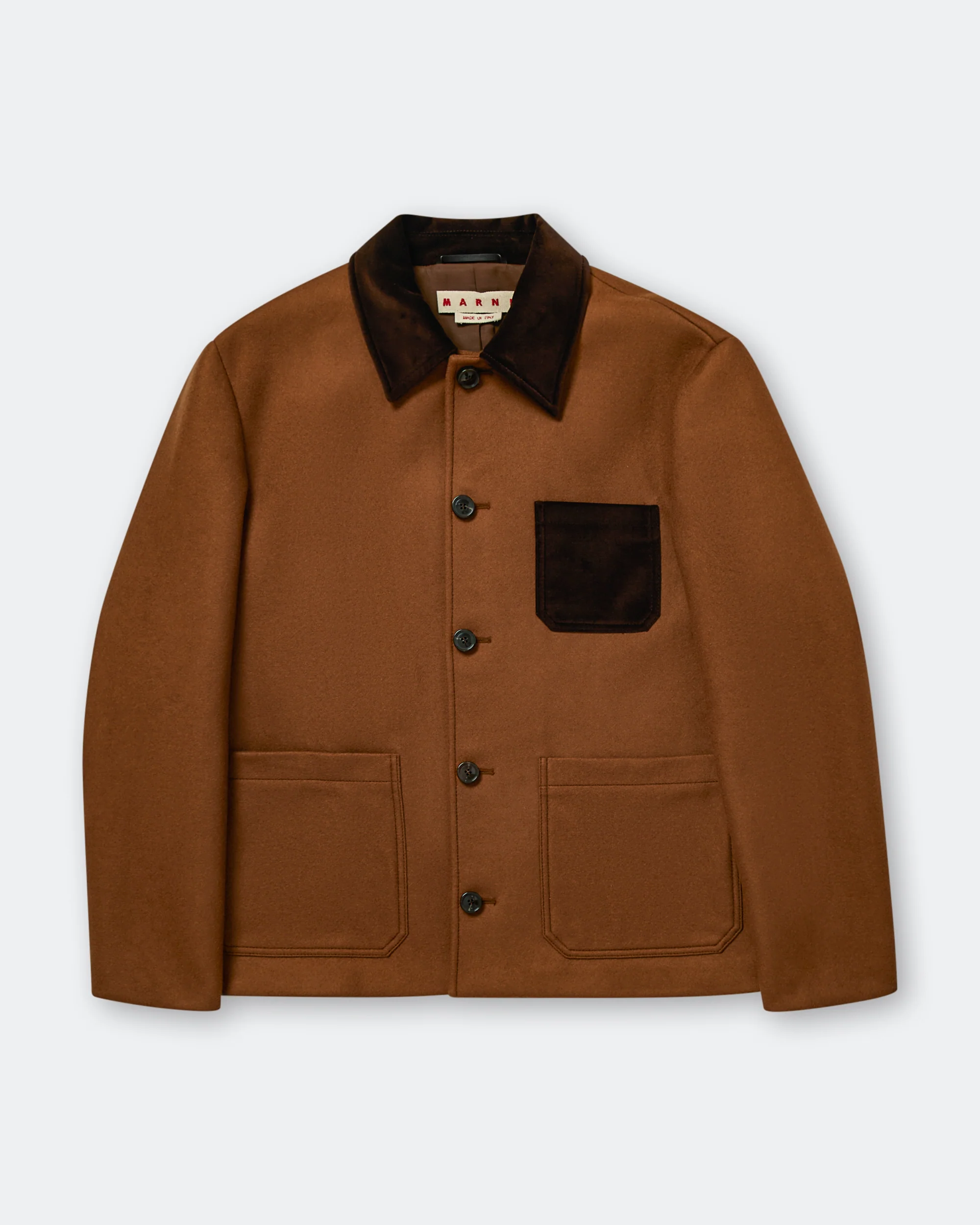 Double Splittable Wool Felt Workwear Jacket - Maroon