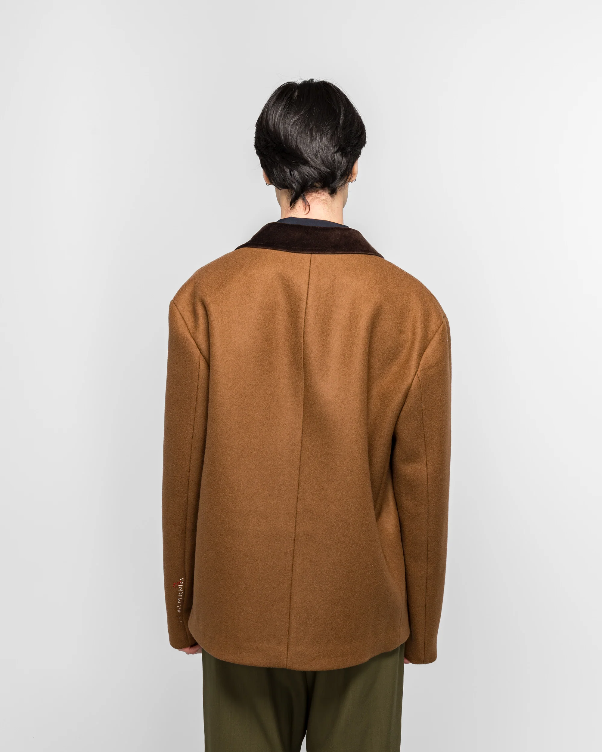Double Splittable Wool Felt Workwear Jacket - Maroon - Image 4