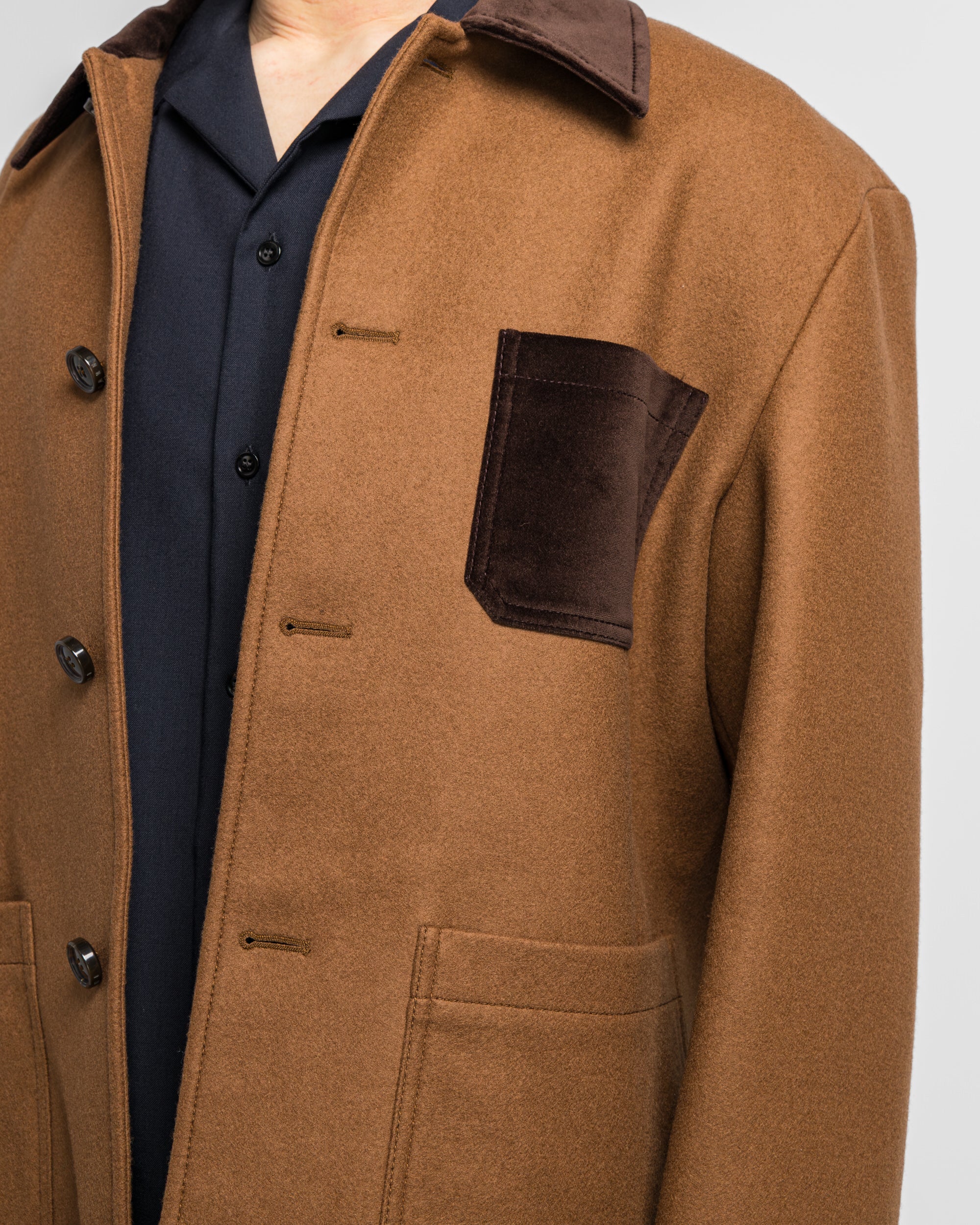 Double Splittable Wool Felt Workwear Jacket - Maroon - Image 5