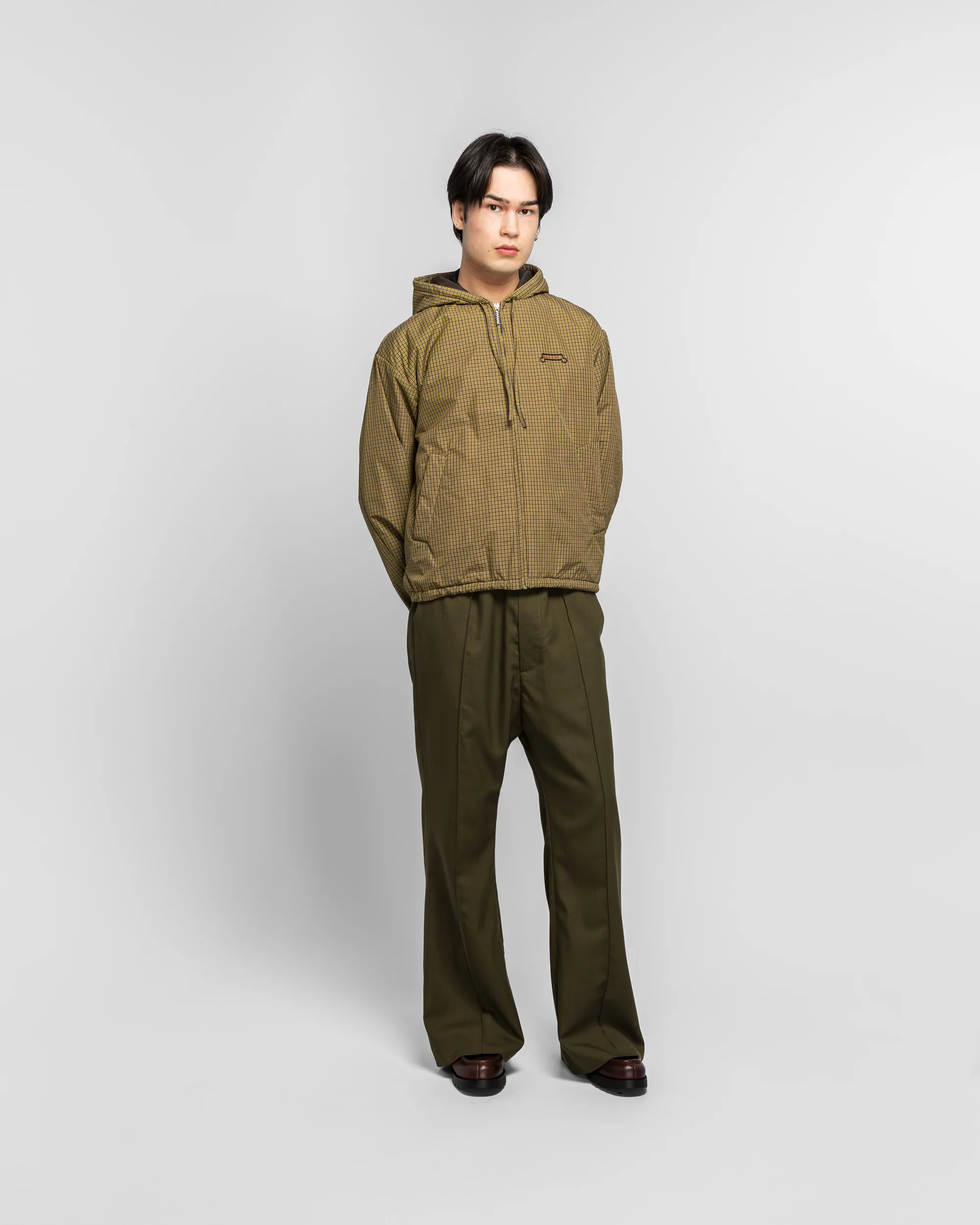 Recycled Microcheck Nylon Jacket - Black - Image 6