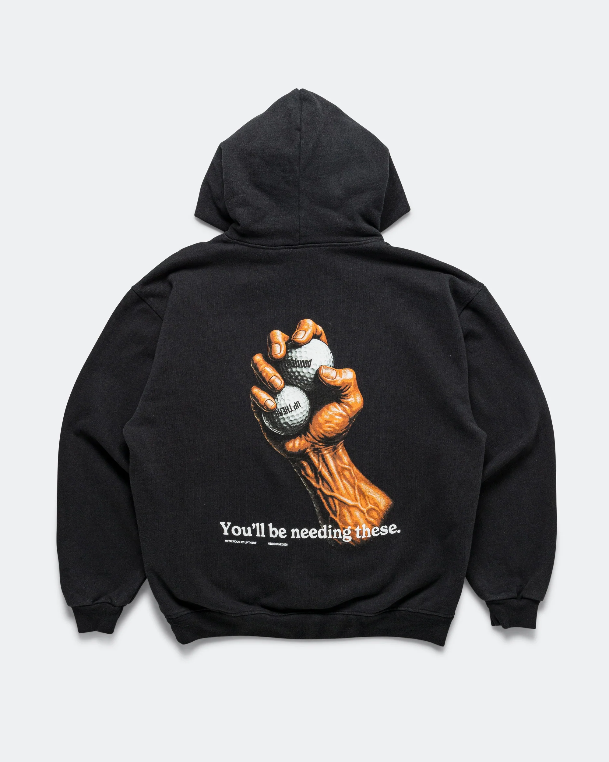 Handful Hooded Sweatshirt x UP THERE - Overdyed Black Wash - Image 2