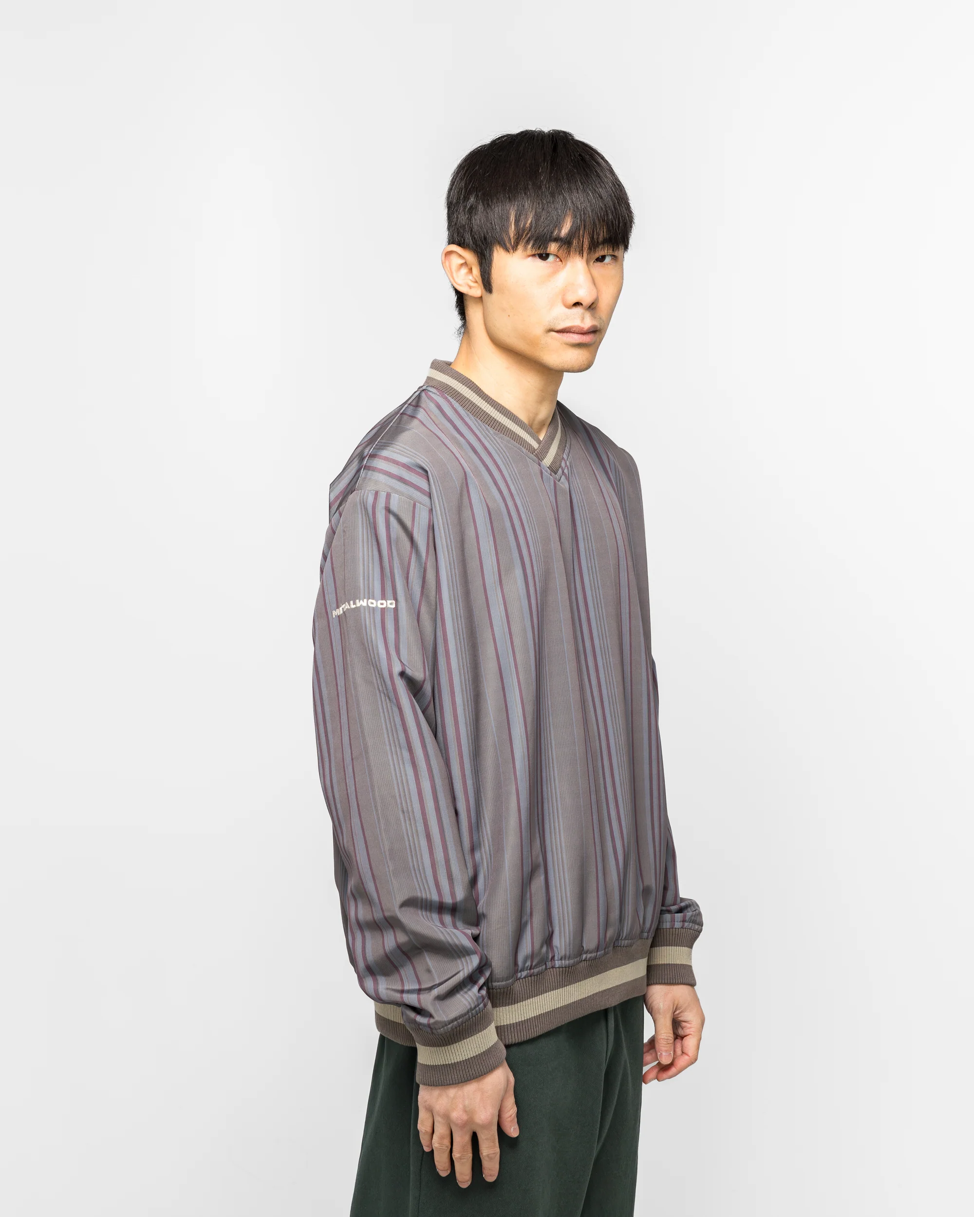 Lined V-Neck Pullover Windbreaker - Multi - Image 3